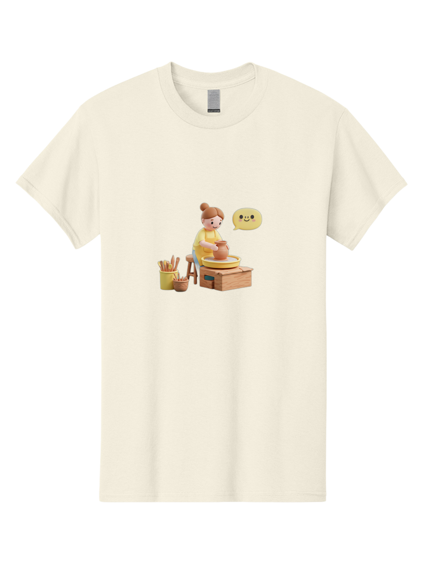 Potter Men'S Graphic Tee, 100% Cotton, Comfortable Casual Summer Wear, Machine Washable, Pottery Making, Ceramic Art, Potter'S Wheel, Creative Process, Pottery Tools, Craftsmanship, Clay Modeling, Happy Face, Creative Expression Bab241