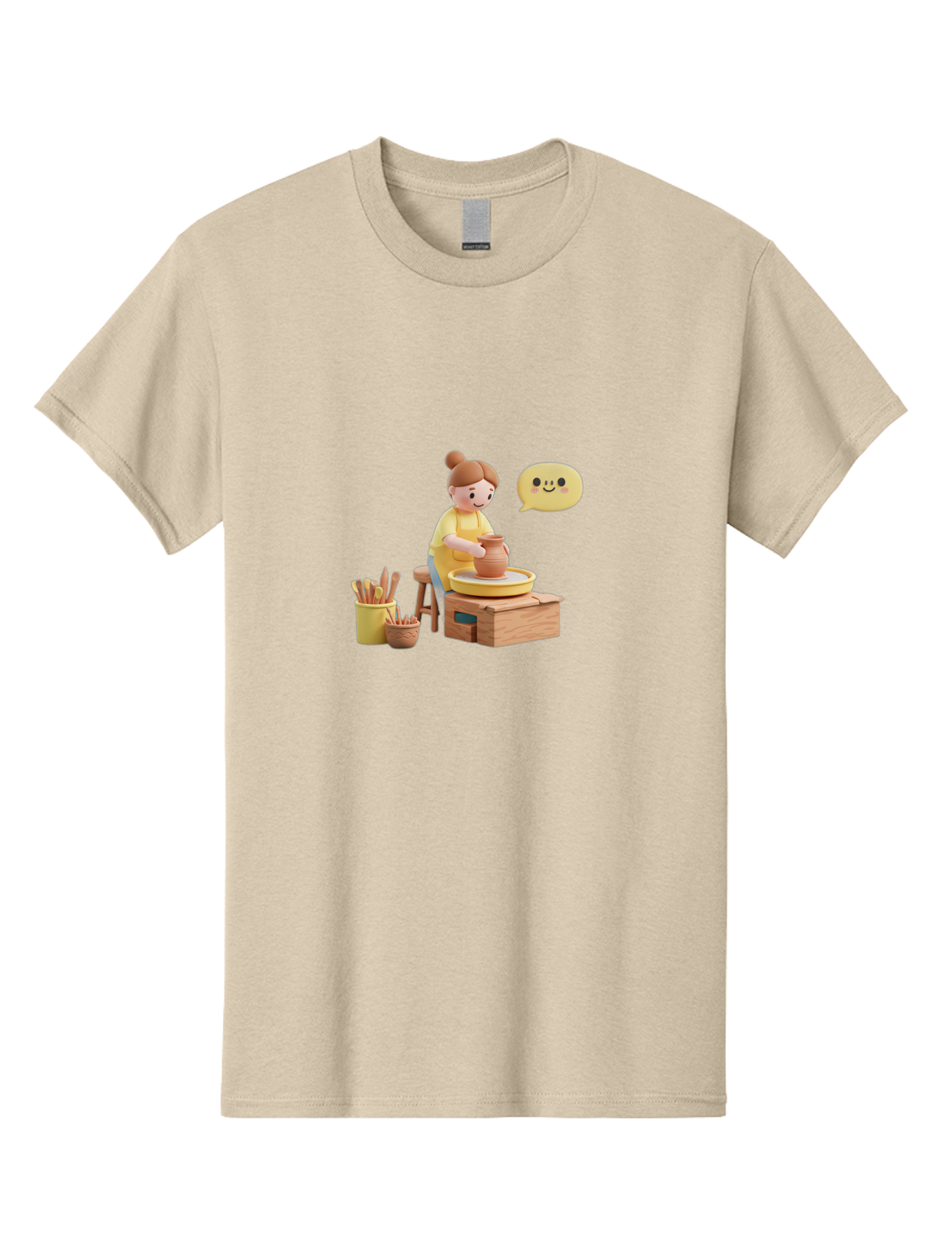 Potter Men'S Graphic Tee, 100% Cotton, Comfortable Casual Summer Wear, Machine Washable, Pottery Making, Ceramic Art, Potter'S Wheel, Creative Process, Pottery Tools, Craftsmanship, Clay Modeling, Happy Face, Creative Expression Bab241