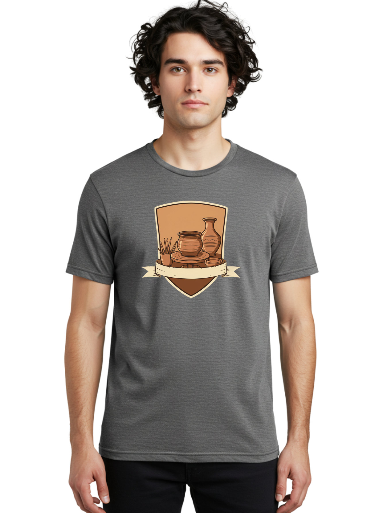 Pottery-1 Men'S Graphic Tee, 100% Cotton, Comfortable Casual Summer Wear, Machine Washable, Pottery, Ceramics, Clay, Handmade, Pottery Wheel, Vase, Pot, Artisanal, Craftsmanship, Earthy Tones, Decorative Art, Creative Expression Bab242