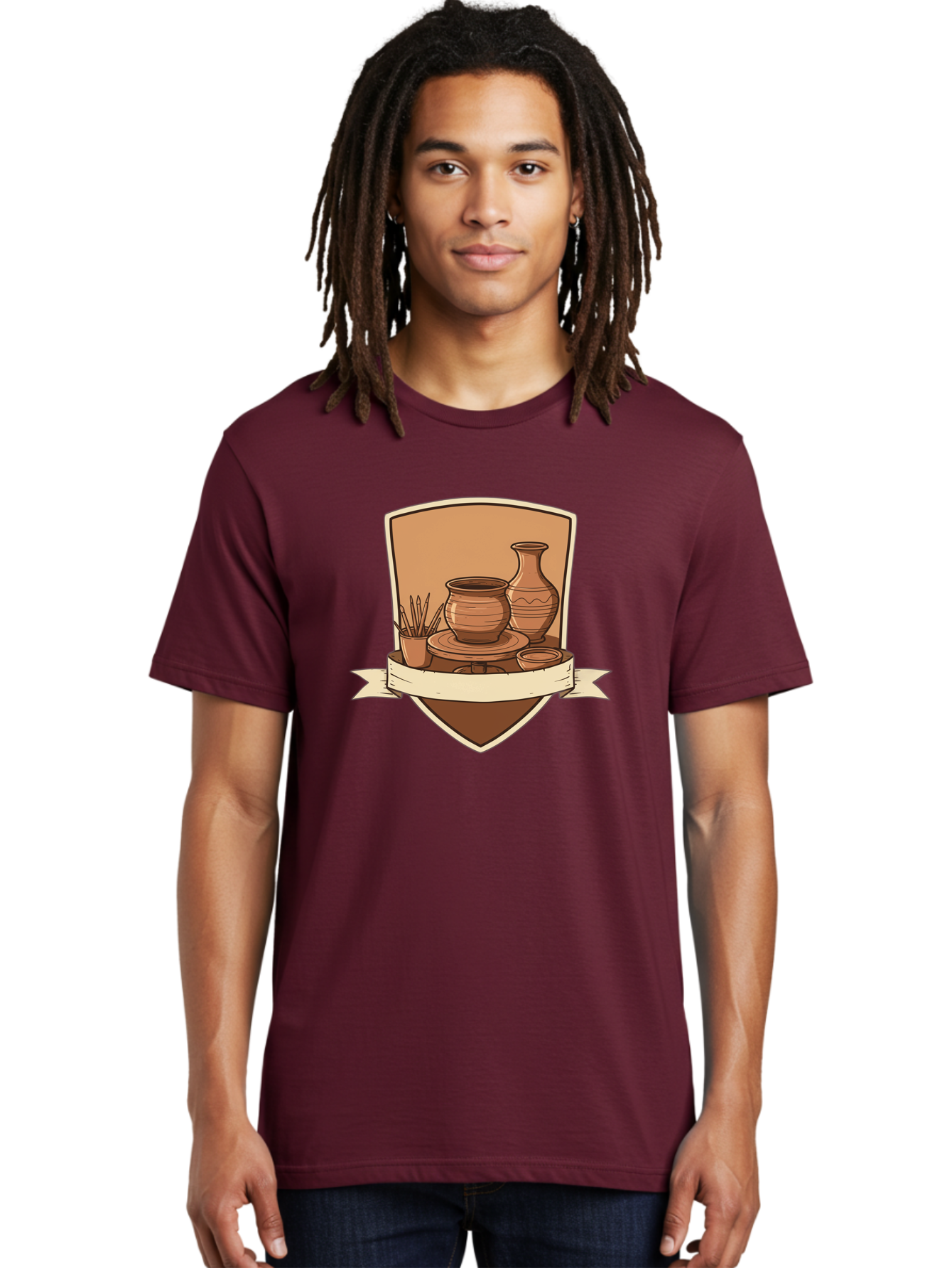 Pottery-1 Men'S Graphic Tee, 100% Cotton, Comfortable Casual Summer Wear, Machine Washable, Pottery, Ceramics, Clay, Handmade, Pottery Wheel, Vase, Pot, Artisanal, Craftsmanship, Earthy Tones, Decorative Art, Creative Expression Bab242