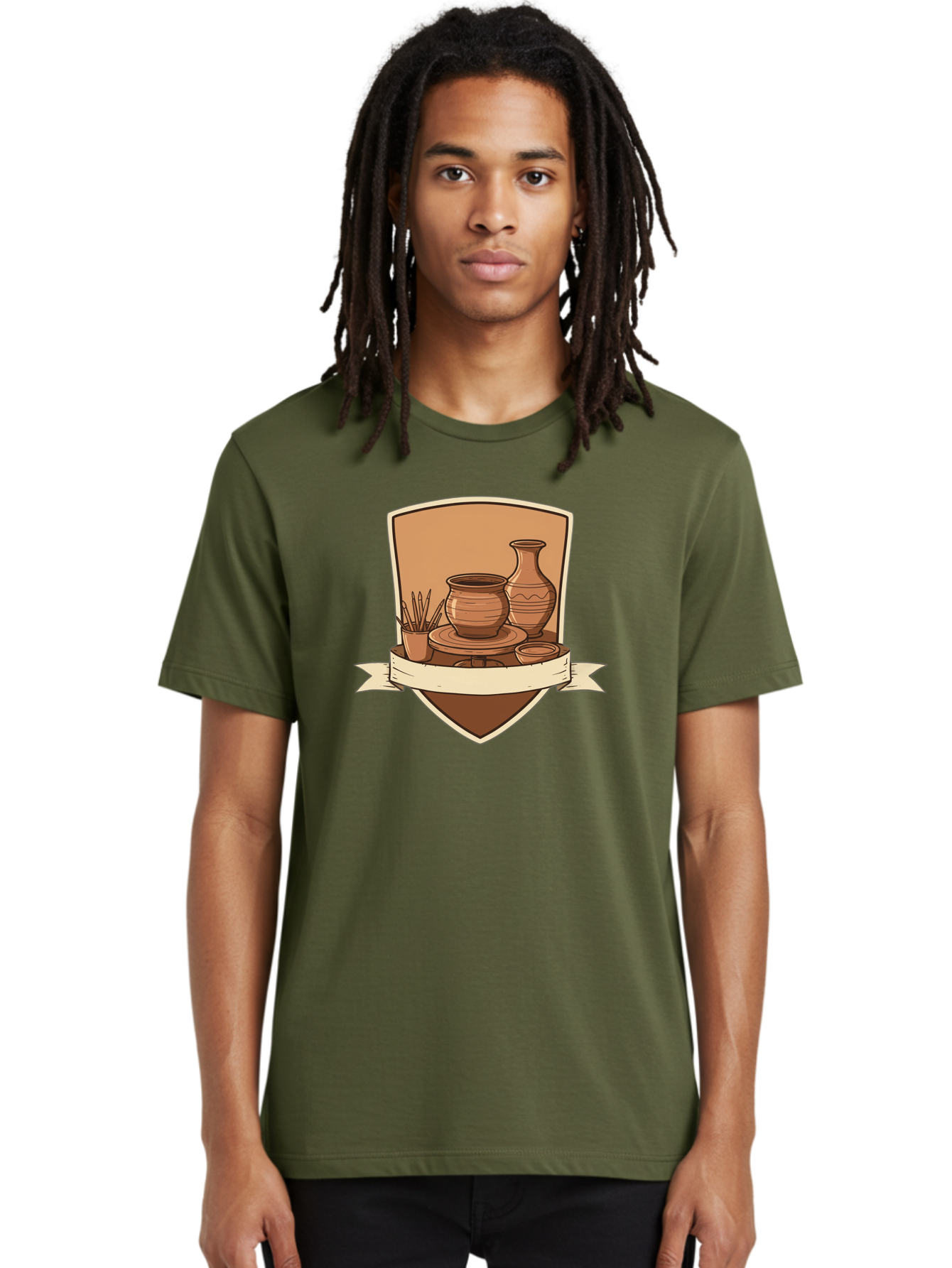 Pottery-1 Men'S Graphic Tee, 100% Cotton, Comfortable Casual Summer Wear, Machine Washable, Pottery, Ceramics, Clay, Handmade, Pottery Wheel, Vase, Pot, Artisanal, Craftsmanship, Earthy Tones, Decorative Art, Creative Expression Bab242