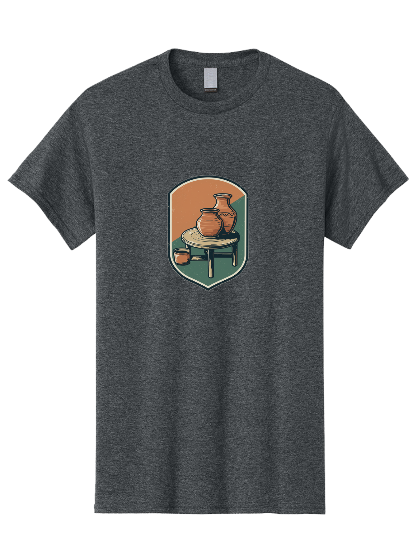 Pottery-On-Table Men'S Graphic Tee, 100% Cotton, Comfortable Casual Summer Wear, Machine Washable, Clay Pots, Earthy Tones, Ceramic Vases, Table Setting, Rustic Charm, Vintage Decor, Pottery, Traditional Craftsmanship, Handmade Ceramics Bab244
