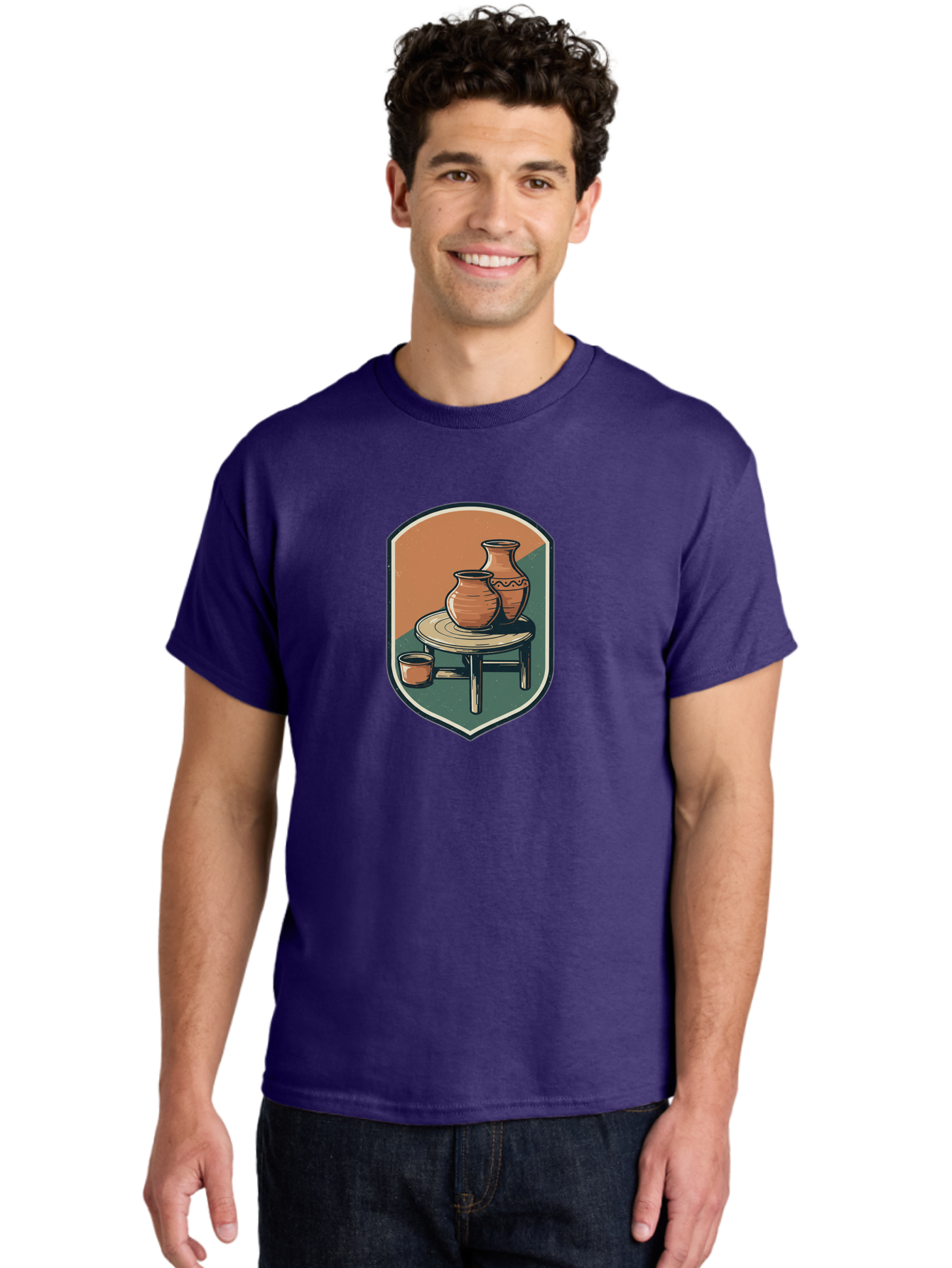 Pottery-On-Table Men'S Graphic Tee, 100% Cotton, Comfortable Casual Summer Wear, Machine Washable, Clay Pots, Earthy Tones, Ceramic Vases, Table Setting, Rustic Charm, Vintage Decor, Pottery, Traditional Craftsmanship, Handmade Ceramics Bab244