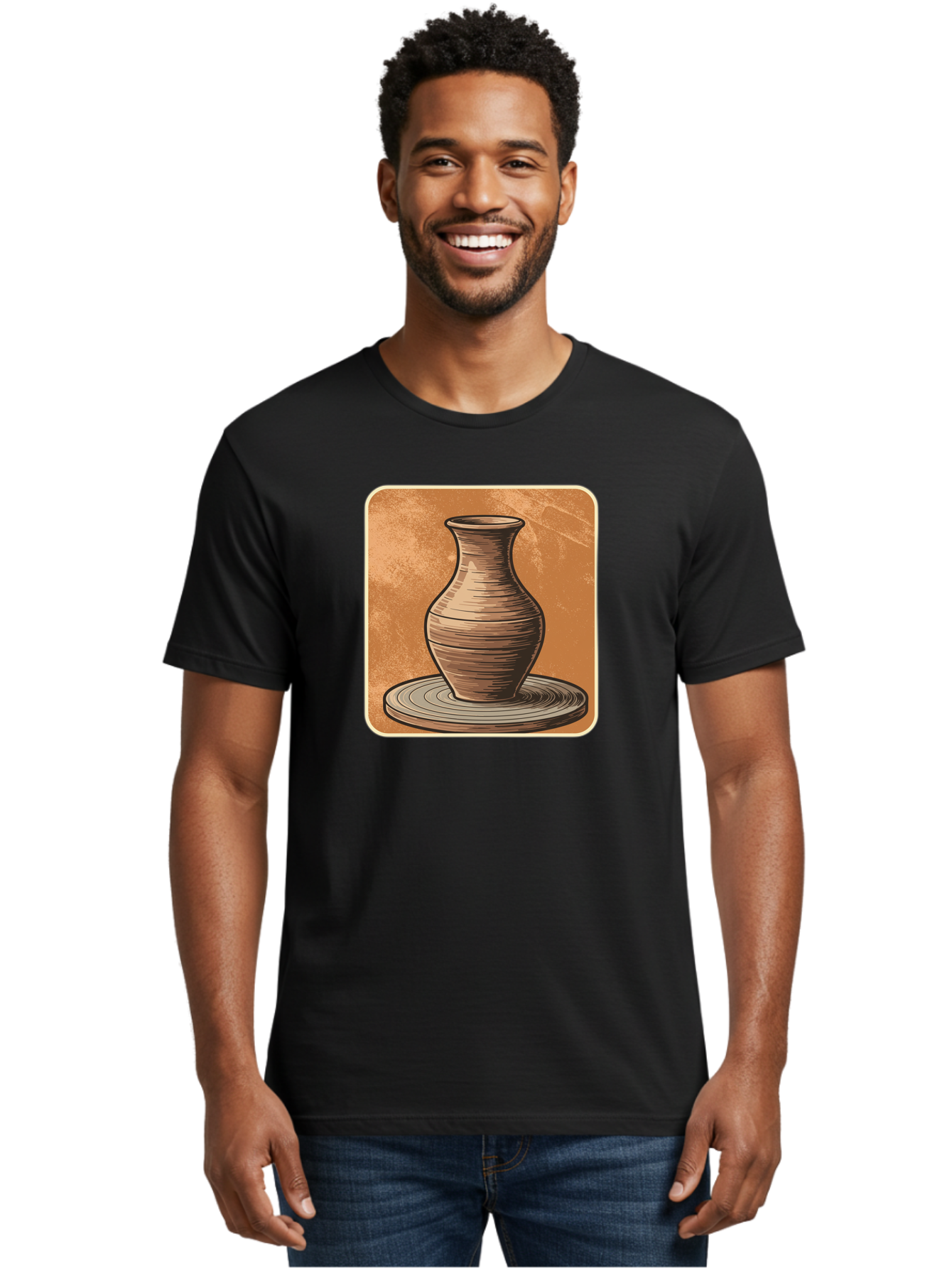 Pottery-Vase Men'S Graphic Tee, 100% Cotton, Comfortable Casual Summer Wear, Machine Washable, Pottery Wheel, Clay Vase, Handmade Ceramics, Artisanal Craftsmanship, Traditional Pottery, Earthenware, Terracotta, Pottery Making, Clay Modeling, Bab246