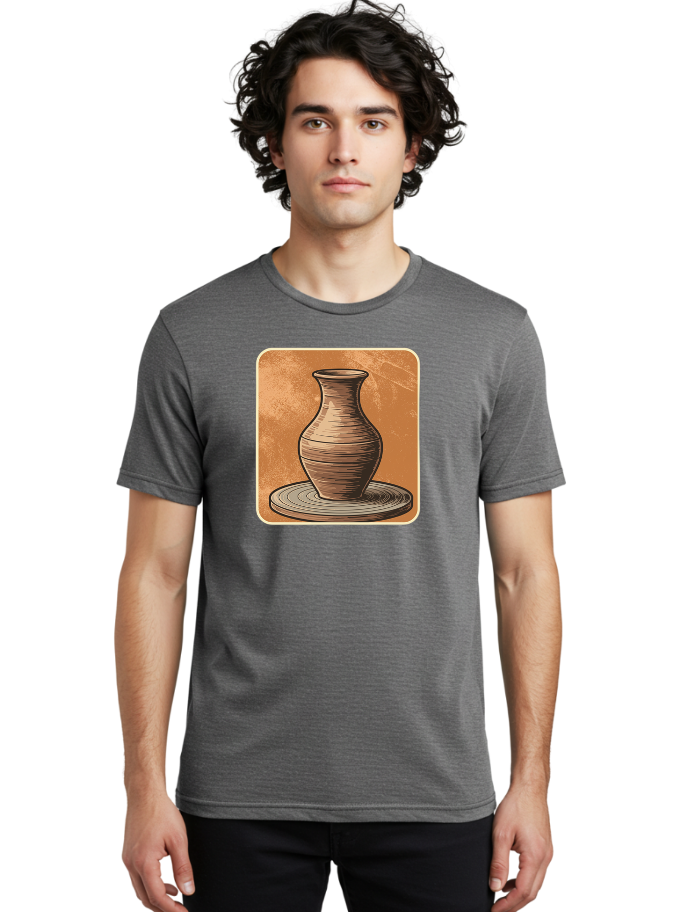 Pottery-Vase Men'S Graphic Tee, 100% Cotton, Comfortable Casual Summer Wear, Machine Washable, Pottery Wheel, Clay Vase, Handmade Ceramics, Artisanal Craftsmanship, Traditional Pottery, Earthenware, Terracotta, Pottery Making, Clay Modeling, Bab246