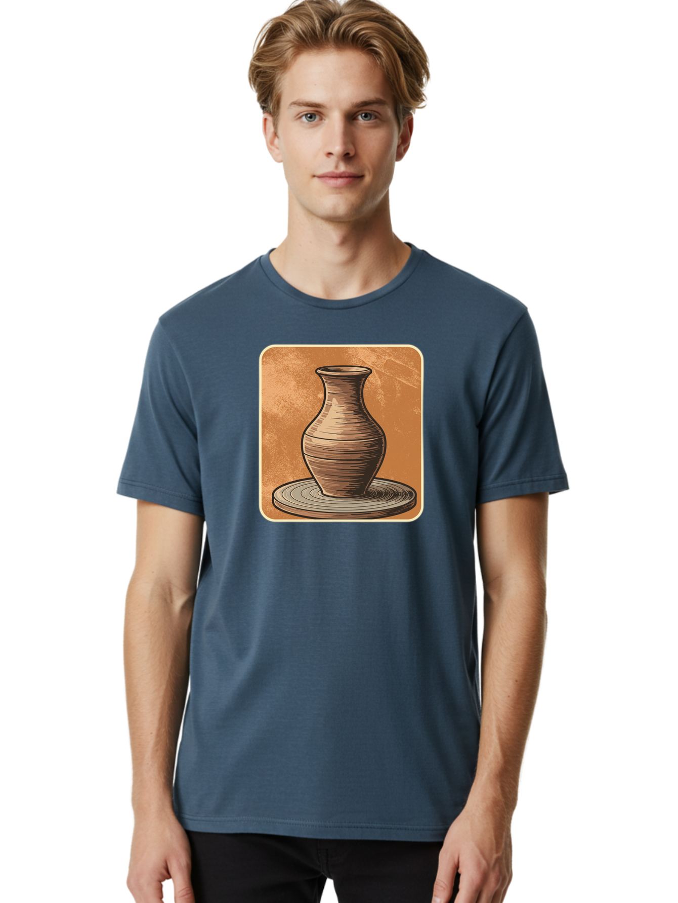 Pottery-Vase Men'S Graphic Tee, 100% Cotton, Comfortable Casual Summer Wear, Machine Washable, Pottery Wheel, Clay Vase, Handmade Ceramics, Artisanal Craftsmanship, Traditional Pottery, Earthenware, Terracotta, Pottery Making, Clay Modeling, Bab246