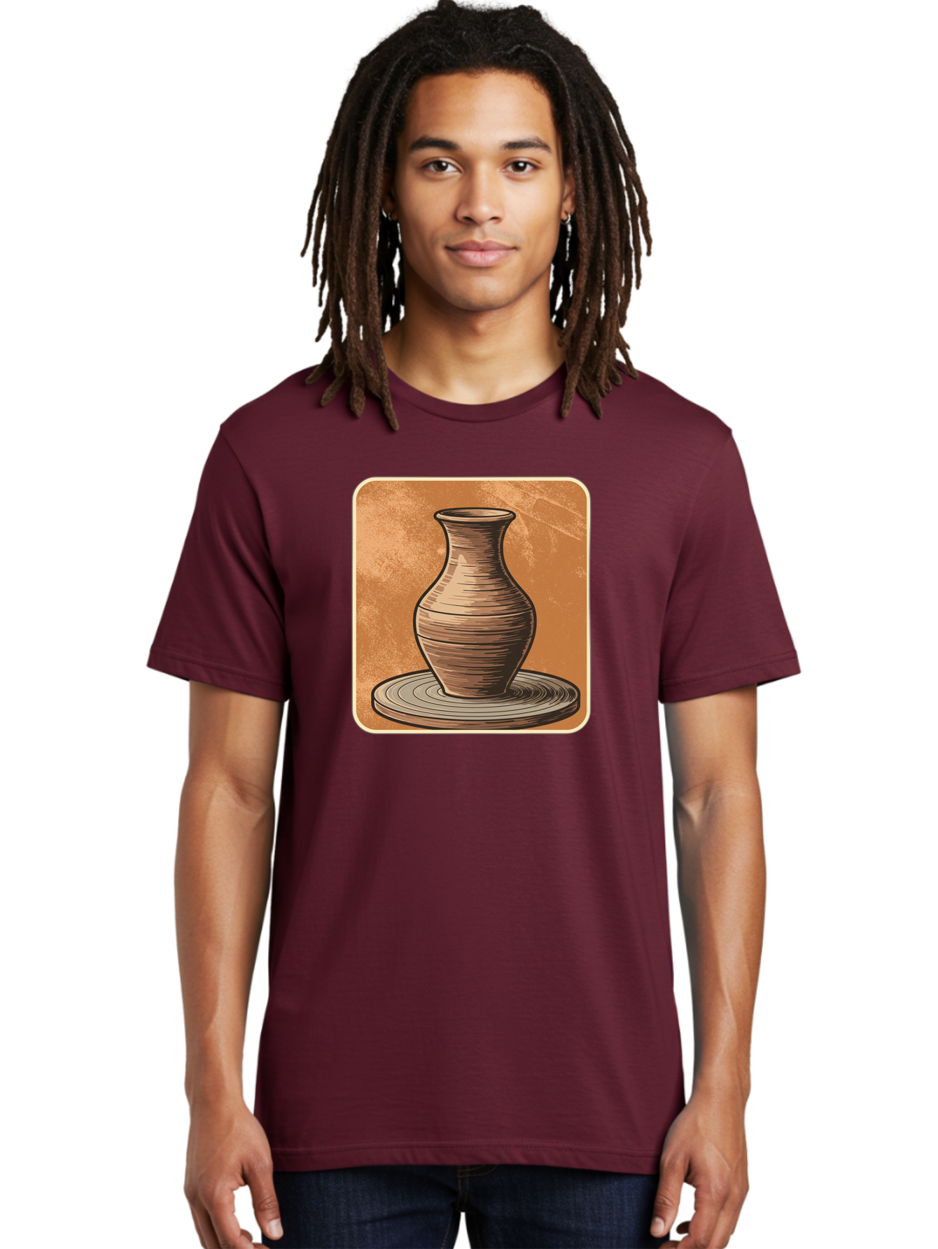 Pottery-Vase Men'S Graphic Tee, 100% Cotton, Comfortable Casual Summer Wear, Machine Washable, Pottery Wheel, Clay Vase, Handmade Ceramics, Artisanal Craftsmanship, Traditional Pottery, Earthenware, Terracotta, Pottery Making, Clay Modeling, Bab246