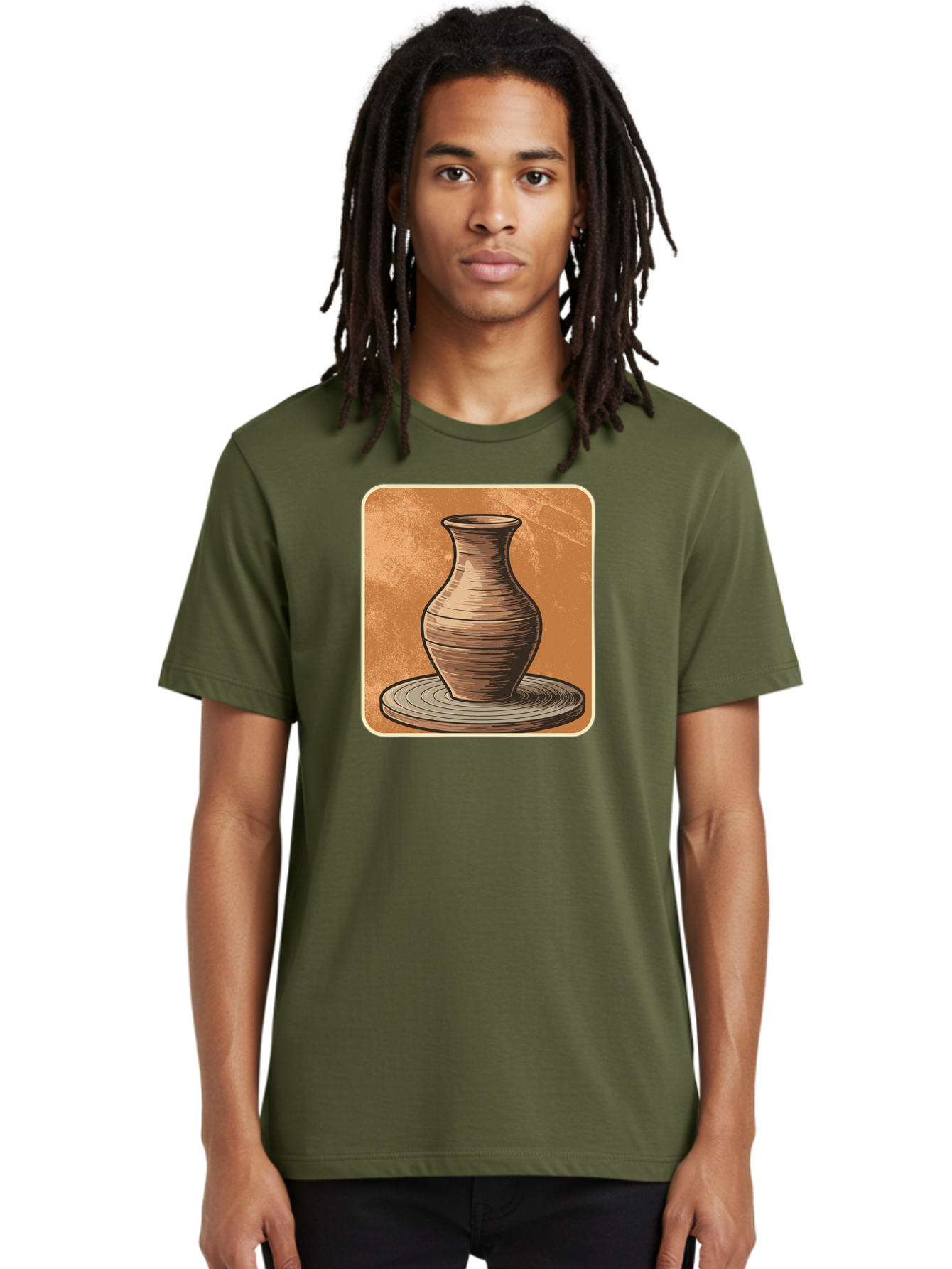Pottery-Vase Men'S Graphic Tee, 100% Cotton, Comfortable Casual Summer Wear, Machine Washable, Pottery Wheel, Clay Vase, Handmade Ceramics, Artisanal Craftsmanship, Traditional Pottery, Earthenware, Terracotta, Pottery Making, Clay Modeling, Bab246