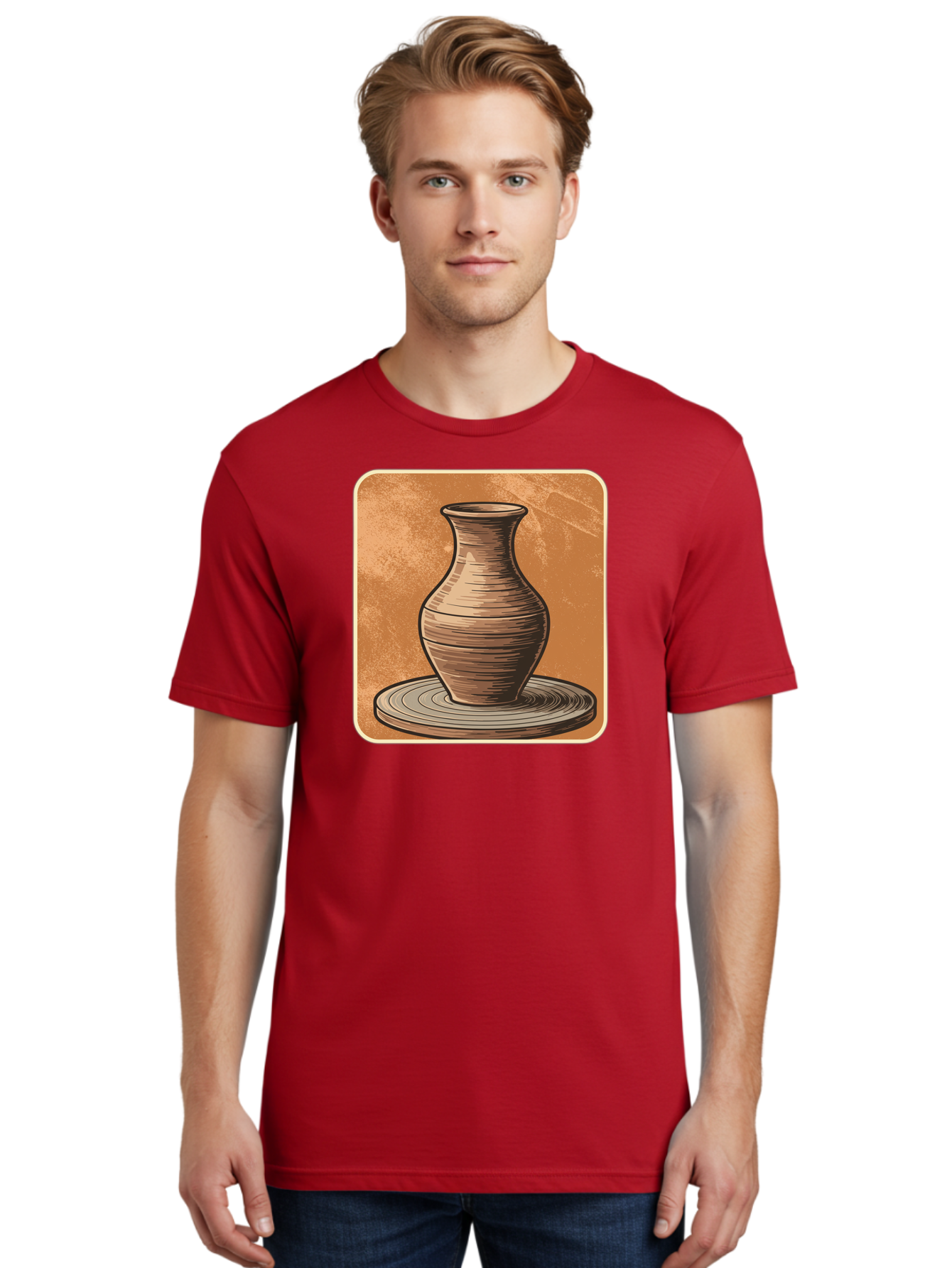 Pottery-Vase Men'S Graphic Tee, 100% Cotton, Comfortable Casual Summer Wear, Machine Washable, Pottery Wheel, Clay Vase, Handmade Ceramics, Artisanal Craftsmanship, Traditional Pottery, Earthenware, Terracotta, Pottery Making, Clay Modeling, Bab246
