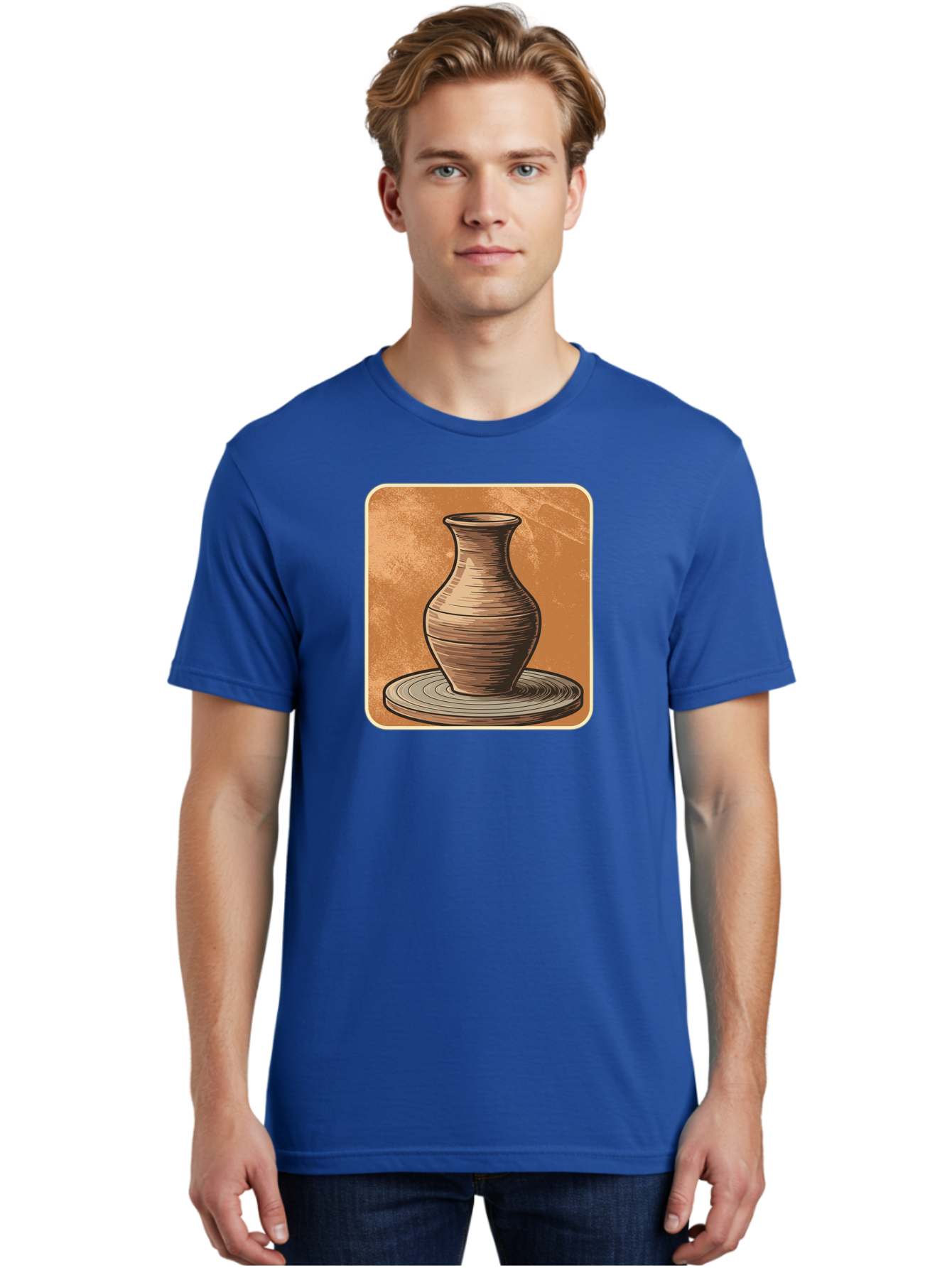 Pottery-Vase Men'S Graphic Tee, 100% Cotton, Comfortable Casual Summer Wear, Machine Washable, Pottery Wheel, Clay Vase, Handmade Ceramics, Artisanal Craftsmanship, Traditional Pottery, Earthenware, Terracotta, Pottery Making, Clay Modeling, Bab246