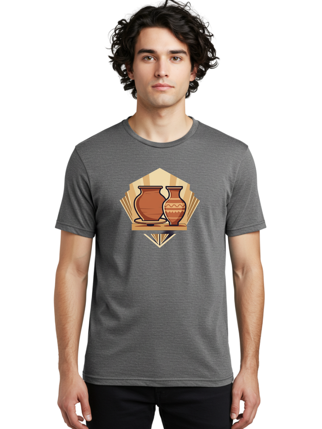 Pottery-Vases-1 Men'S Graphic Tee, 100% Cotton, Comfortable Casual Summer Wear, Machine Washable, Clay Pottery, Terracotta Vases, Decorative Pots, Traditional Ceramics, Handcrafted Art, Earthy Tones, Cultural Heritage, Artisanal Craftsmanship Bab247