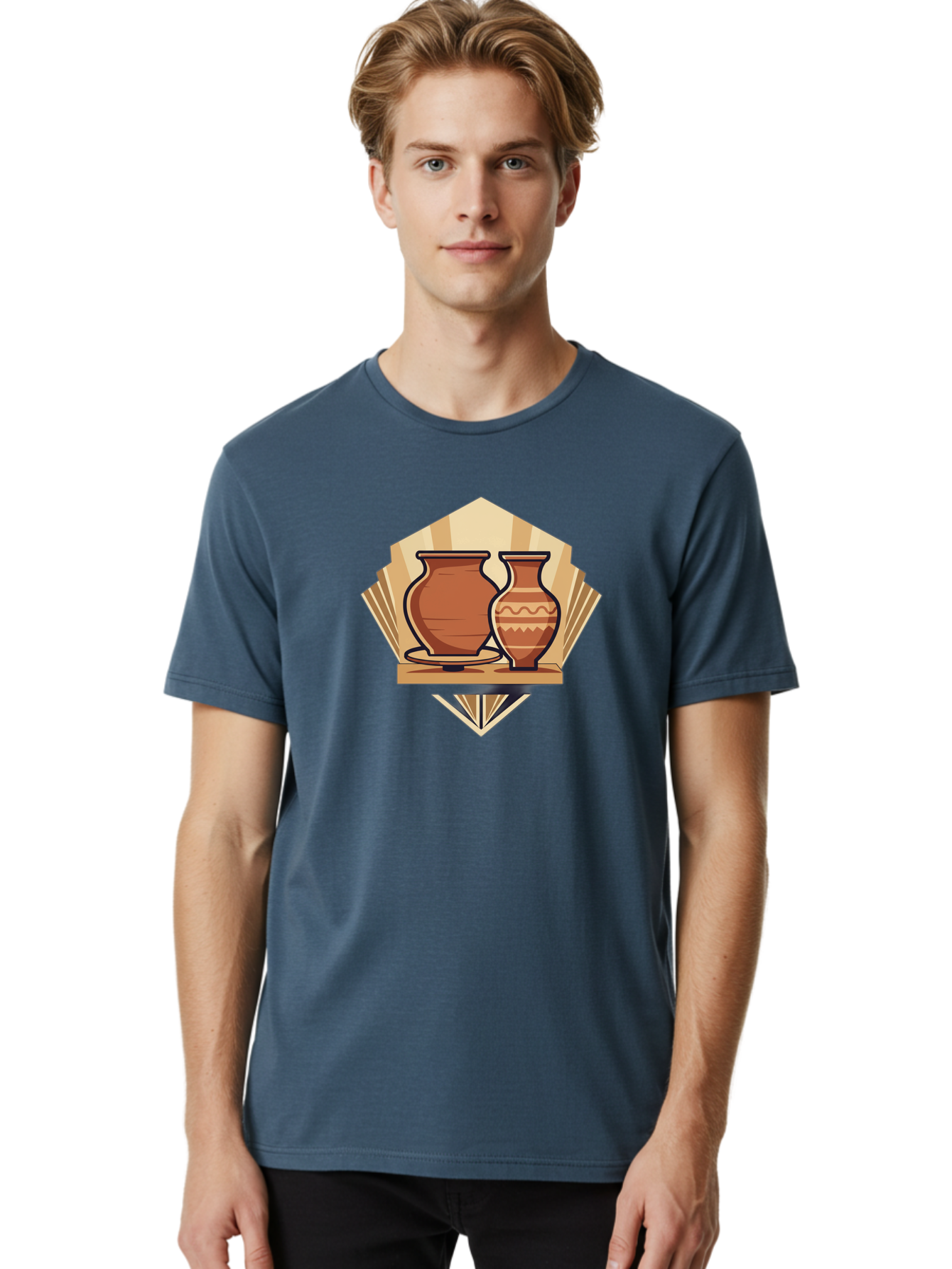 Pottery-Vases-1 Men'S Graphic Tee, 100% Cotton, Comfortable Casual Summer Wear, Machine Washable, Clay Pottery, Terracotta Vases, Decorative Pots, Traditional Ceramics, Handcrafted Art, Earthy Tones, Cultural Heritage, Artisanal Craftsmanship Bab247