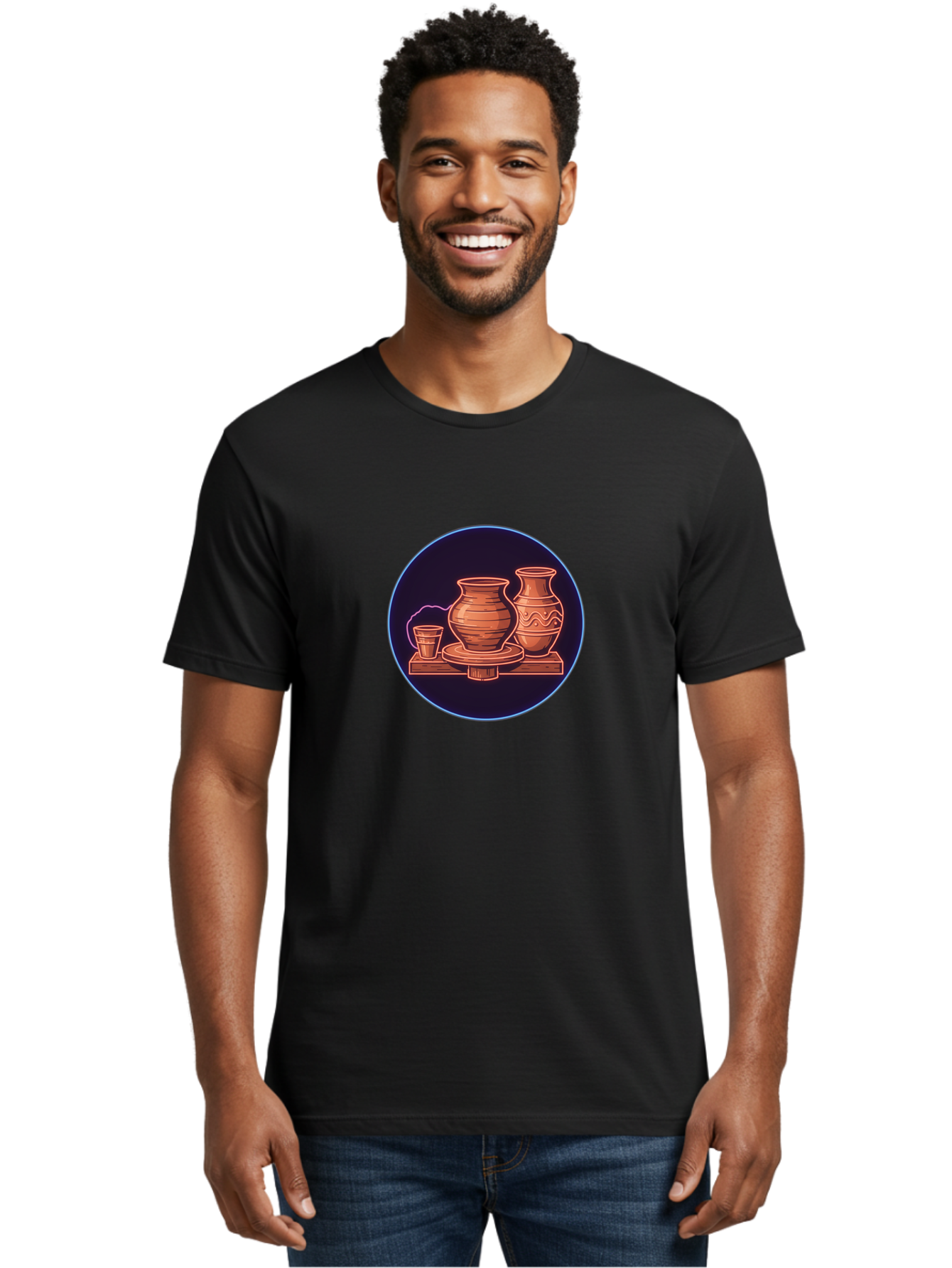 Pottery-Vases Men'S Graphic Tee, 100% Cotton, Comfortable Casual Summer Wear, Machine Washable, Clay Pots, Pottery, Ceramic Vases, Handcrafted Ceramics, Traditional Craftsmanship, Earthy Tones, Pottery Wheel, Rustic Charm, Cultural Heritage Bab248