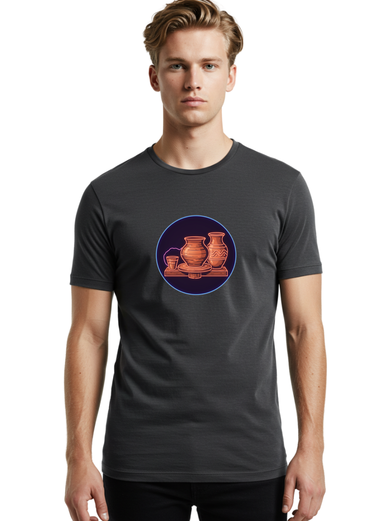 Pottery-Vases Men'S Graphic Tee, 100% Cotton, Comfortable Casual Summer Wear, Machine Washable, Clay Pots, Pottery, Ceramic Vases, Handcrafted Ceramics, Traditional Craftsmanship, Earthy Tones, Pottery Wheel, Rustic Charm, Cultural Heritage Bab248