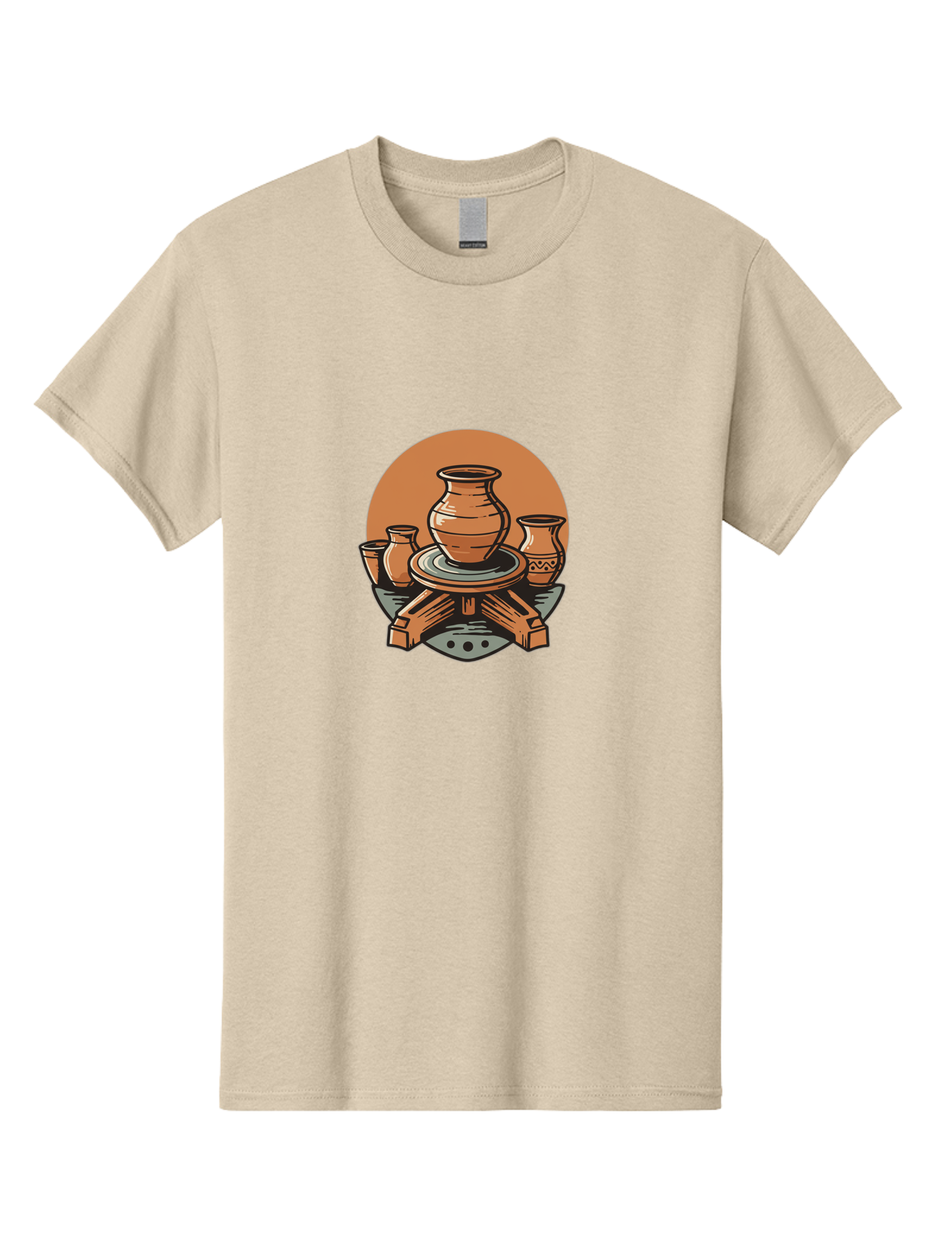 Pottery-Wheel-1 Men'S Graphic Tee, 100% Cotton, Comfortable Casual Summer Wear, Machine Washable, Pottery Wheel, Clay Pot, Ceramic Art, Handmade Crafts, Traditional Pottery, Potter'S Wheel In Action, Clay Modeling, Artisanal Crafts Bab249
