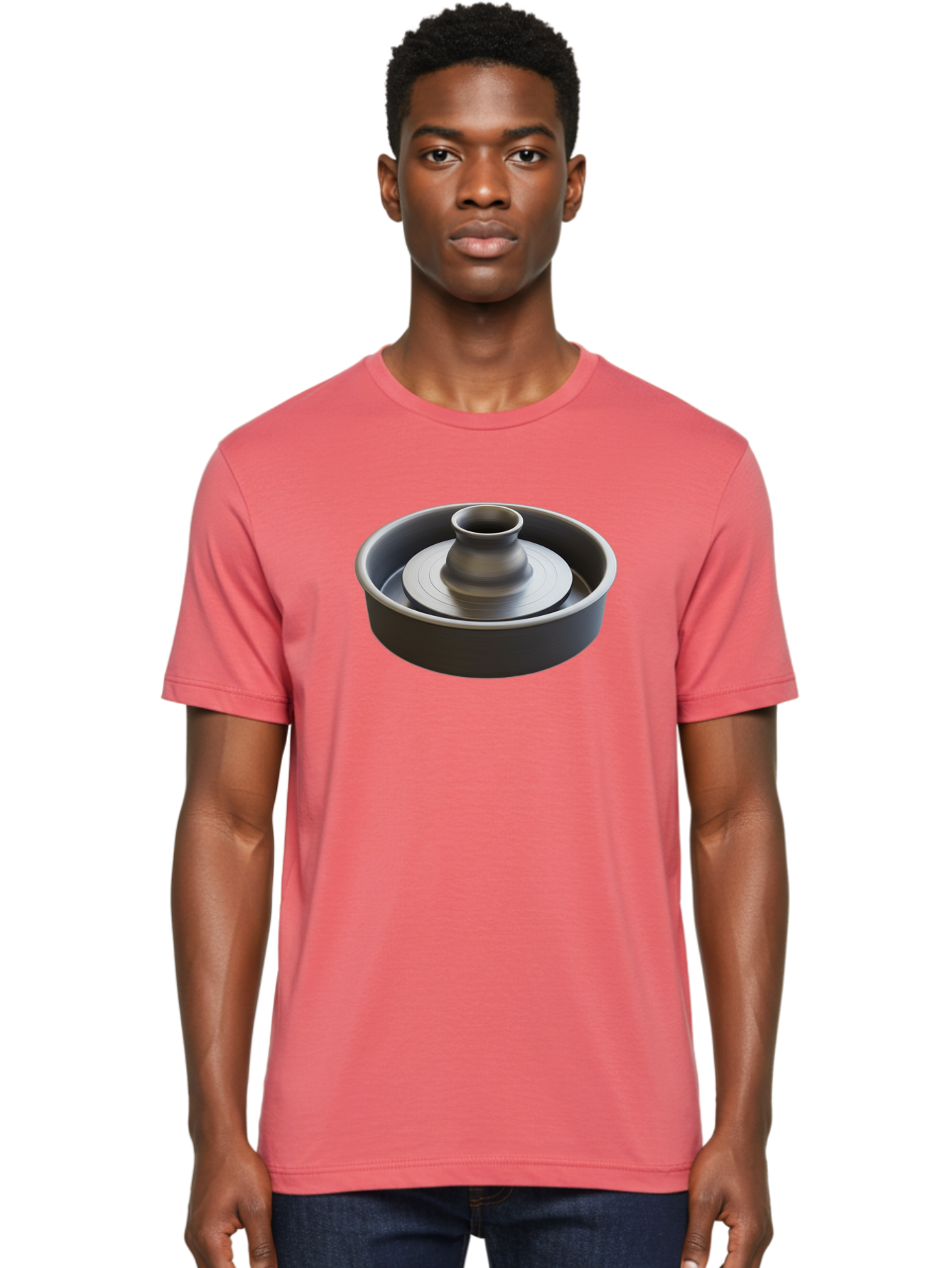 Pottery-Wheel-2 Men'S Graphic Tee, 100% Cotton, Comfortable Casual Summer Wear, Machine Washable, Pottery Wheel, Clay Spinning Wheel, Ceramics, Studio Equipment, Artist'S Tool, Creative Process, Handmade Crafts, Wheel Throwing Bab250