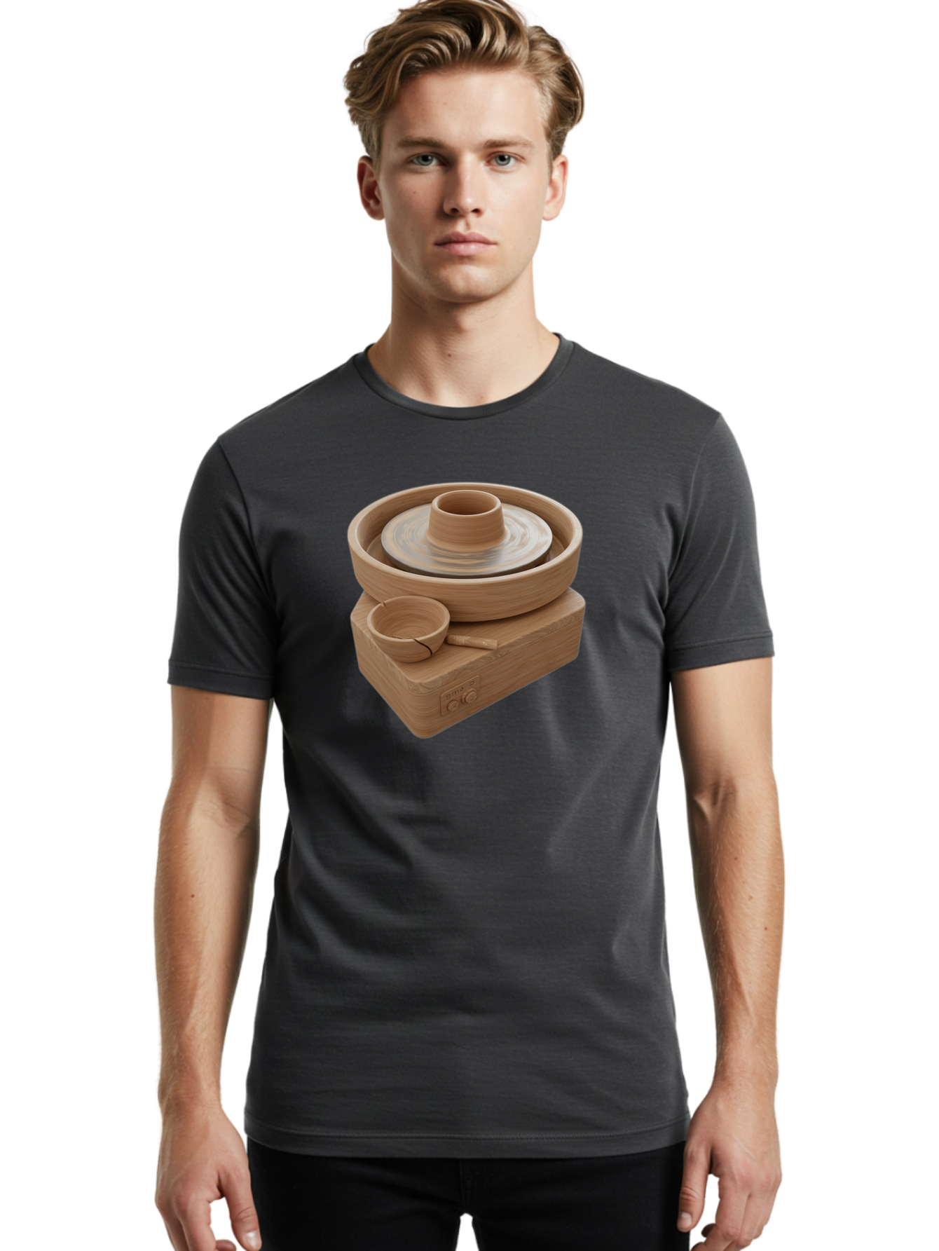 Pottery-Wheel-4 Men'S Graphic Tee, 100% Cotton, Comfortable Casual Summer Wear, Machine Washable, Potter'S Wheel, Clay Pot, Ceramics, Pottery Wheel, Handmade Crafts, Creative Art, Pottery Tools, Artisan Work, Clay Modeling, Pottery Making Bab252