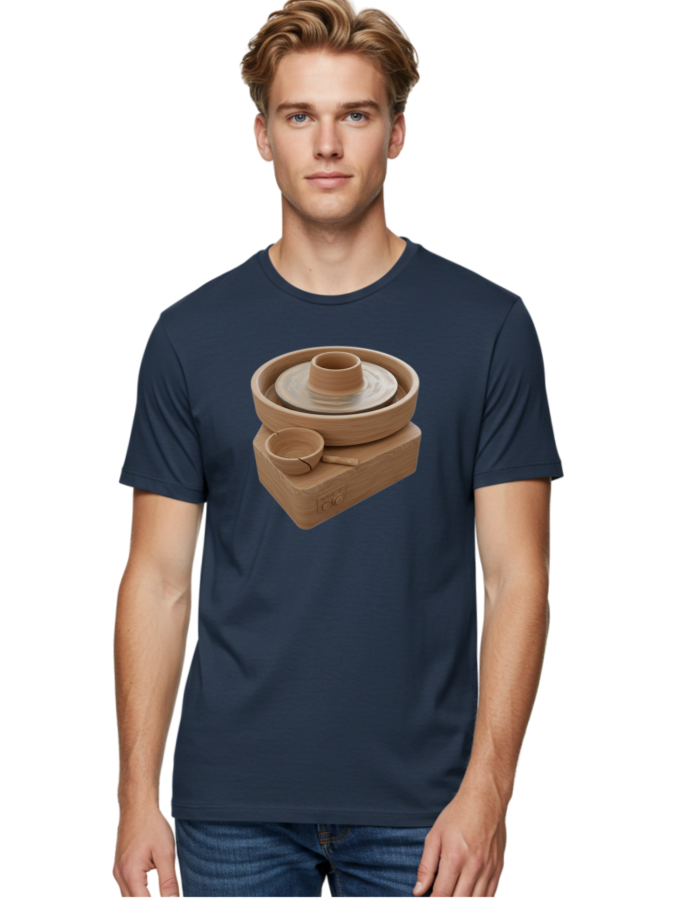 Pottery-Wheel-4 Men'S Graphic Tee, 100% Cotton, Comfortable Casual Summer Wear, Machine Washable, Potter'S Wheel, Clay Pot, Ceramics, Pottery Wheel, Handmade Crafts, Creative Art, Pottery Tools, Artisan Work, Clay Modeling, Pottery Making Bab252