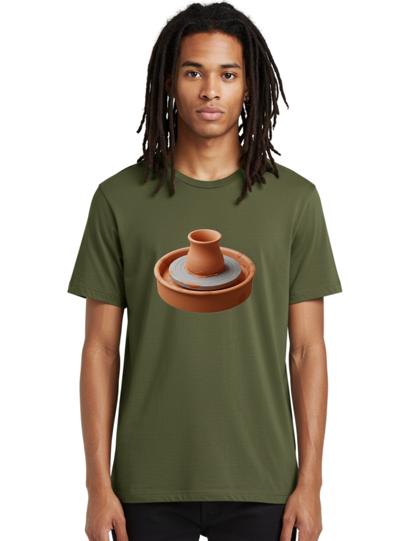 Pottery-Wheel-Clay-Pot Men'S Graphic Tee, 100% Cotton, Comfortable Casual Summer Wear, Machine Washable, Pottery Wheel, Clay Pot, Ceramics, Handmade, Craftsmanship, Creative Process, Clay Modeling, Artisanal, Pottery Making, Terracotta, Bab253
