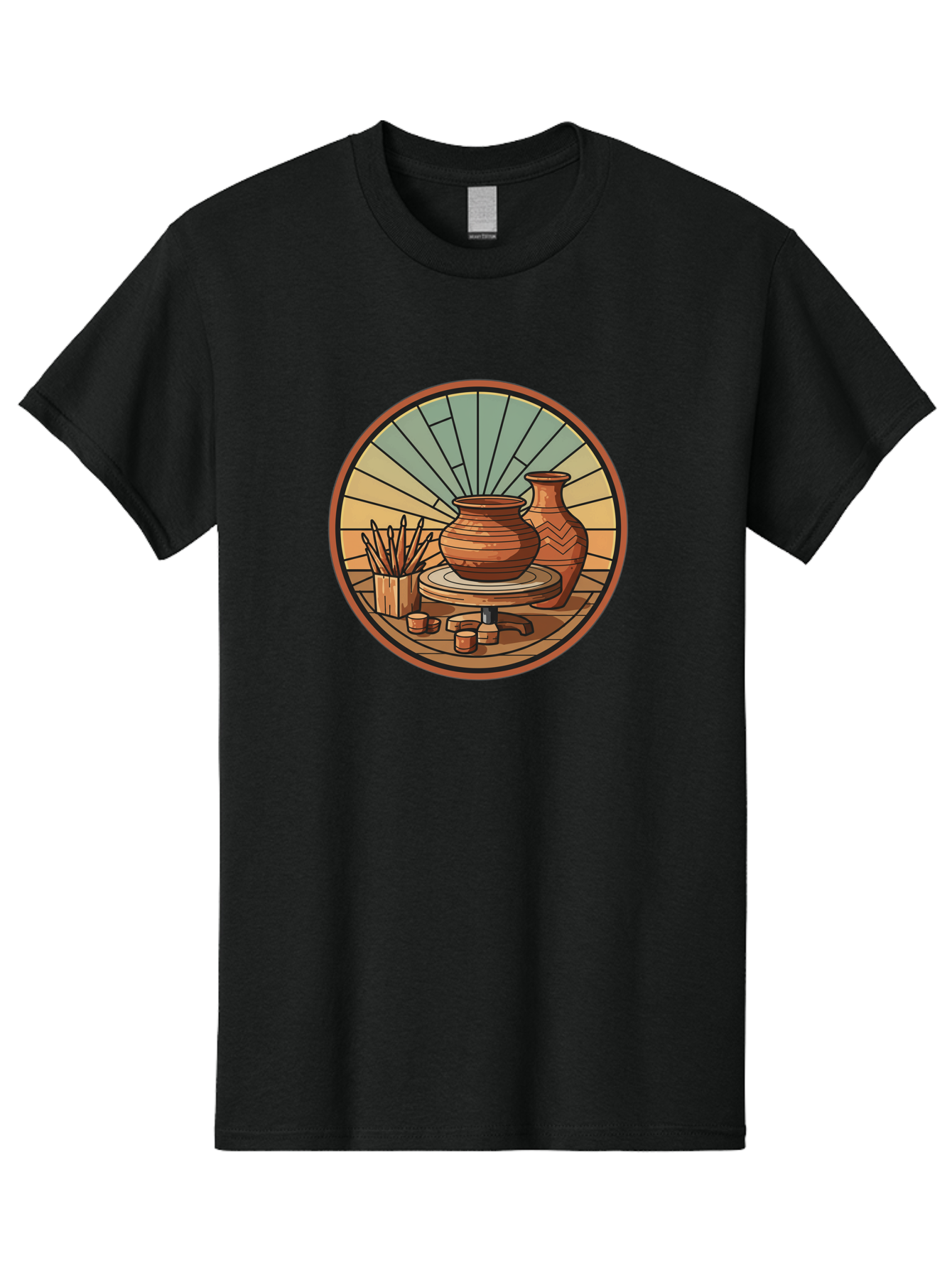 Pottery-Wheel-Illustration Men'S Graphic Tee, 100% Cotton, Comfortable Casual Summer Wear, Machine Washable, Clay Pot On Pottery Wheel, Ceramic Art, Handmade Pottery, Pottery Tools, Clay Vase, Decorative Ceramics, Artisanal Craftsmanship, Bab254