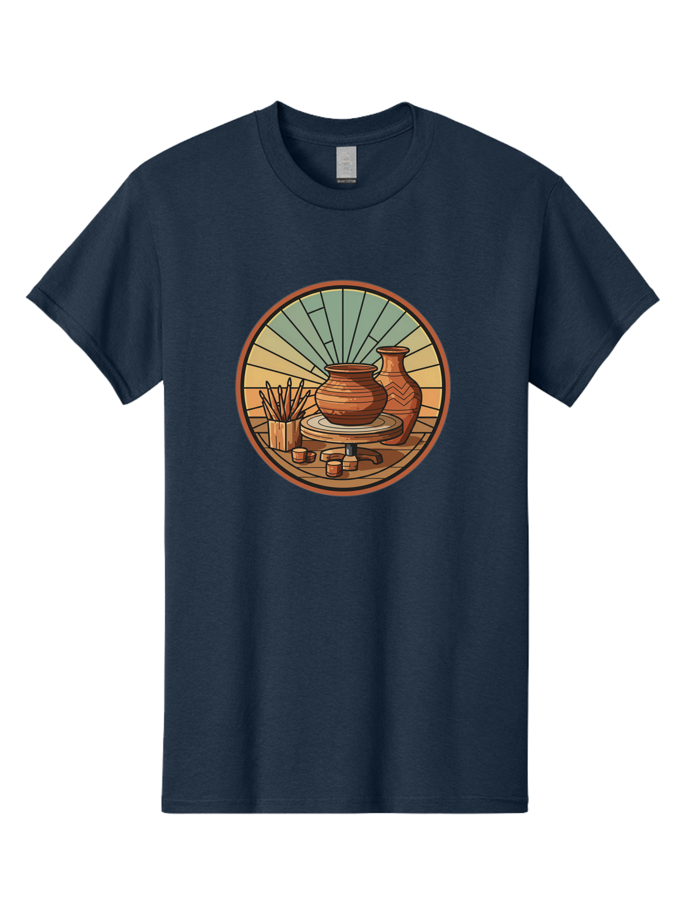 Pottery-Wheel-Illustration Men'S Graphic Tee, 100% Cotton, Comfortable Casual Summer Wear, Machine Washable, Clay Pot On Pottery Wheel, Ceramic Art, Handmade Pottery, Pottery Tools, Clay Vase, Decorative Ceramics, Artisanal Craftsmanship, Bab254