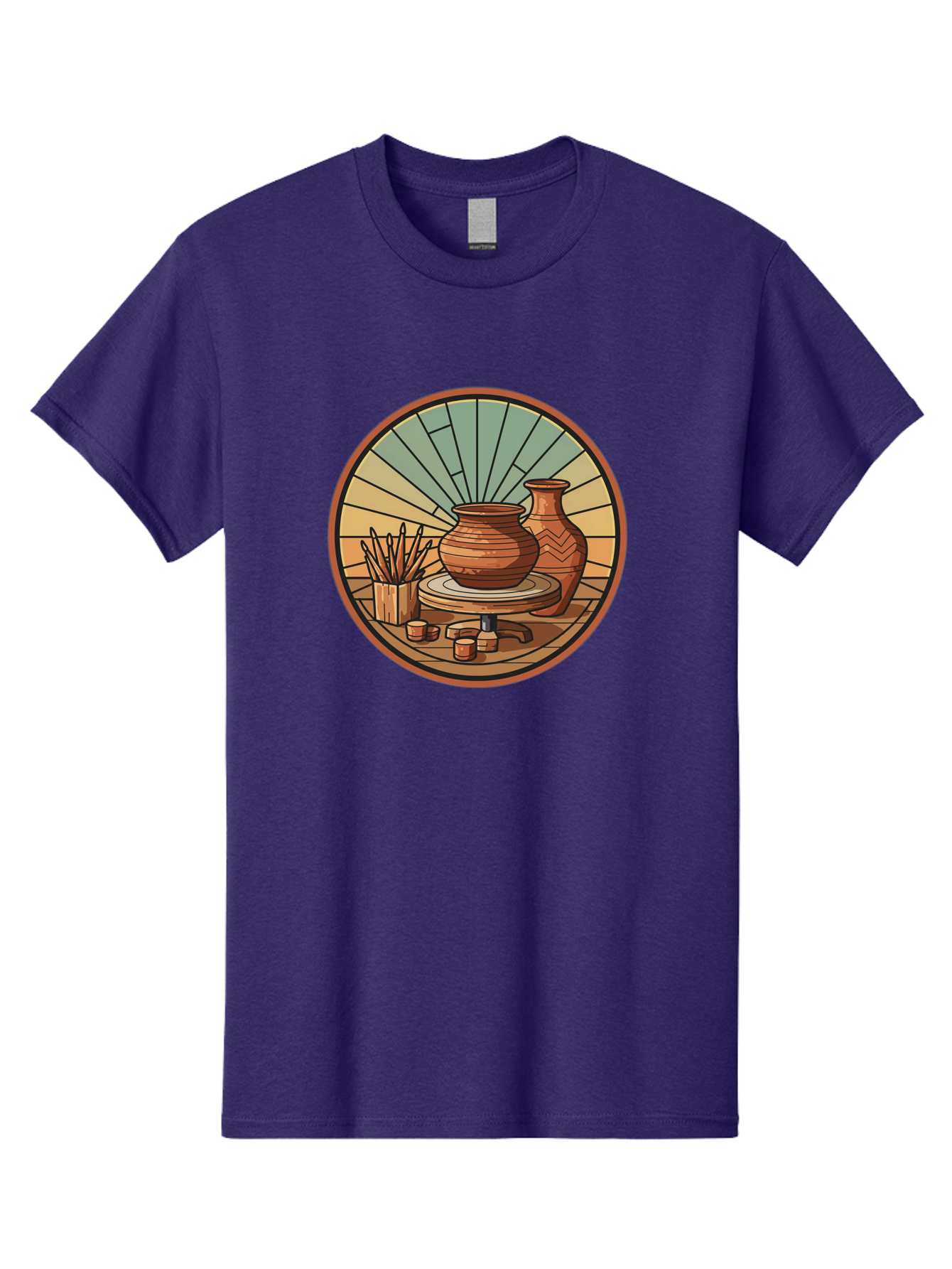 Pottery-Wheel-Illustration Men'S Graphic Tee, 100% Cotton, Comfortable Casual Summer Wear, Machine Washable, Clay Pot On Pottery Wheel, Ceramic Art, Handmade Pottery, Pottery Tools, Clay Vase, Decorative Ceramics, Artisanal Craftsmanship, Bab254