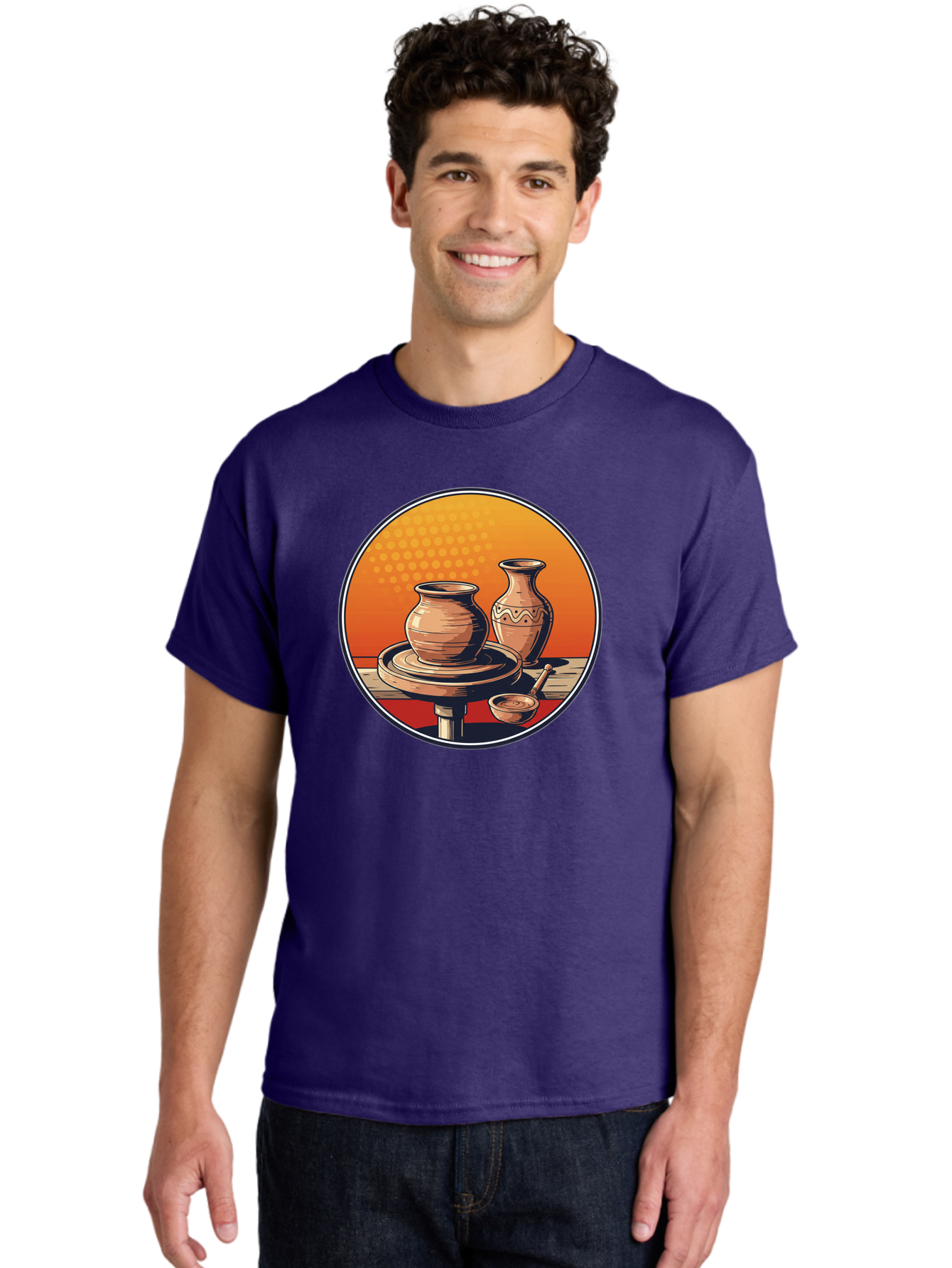 Pottery-Wheel Men'S Graphic Tee, 100% Cotton, Comfortable Casual Summer Wear, Machine Washable, Pottery Wheel, Clay Pot, Handmade Ceramics, Pottery Tools, Creative Process, Ceramic Art, Traditional Craftsmanship, Artisanal Pottery Bab255