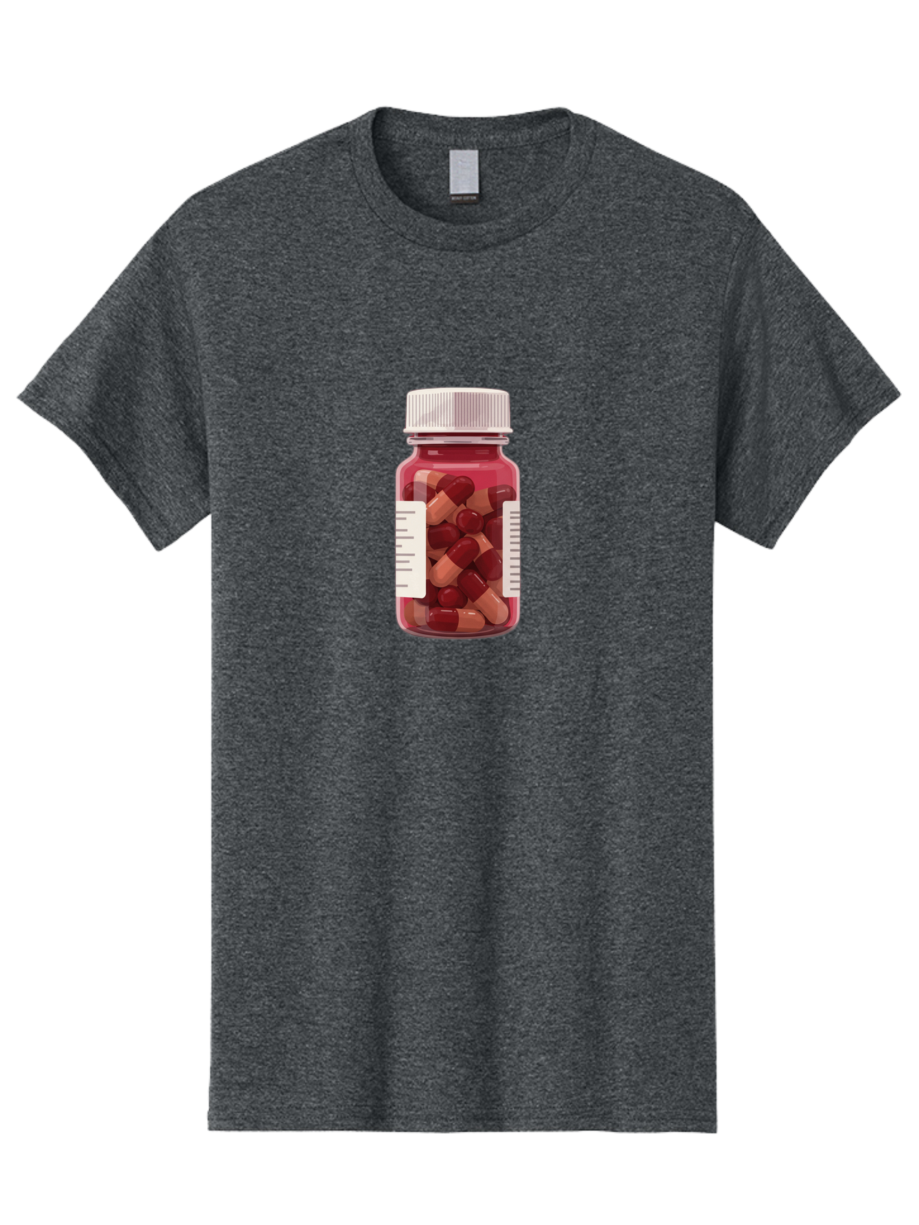 Prescription-Bottle Men'S Graphic Tee, 100% Cotton, Comfortable Casual Summer Wear, Machine Washable, Prescription Medication, Pharmaceuticals, Pill Bottle, Red And Beige Capsules, Medicine Container, Healthcare Supplements, Dietary Pills Bab258