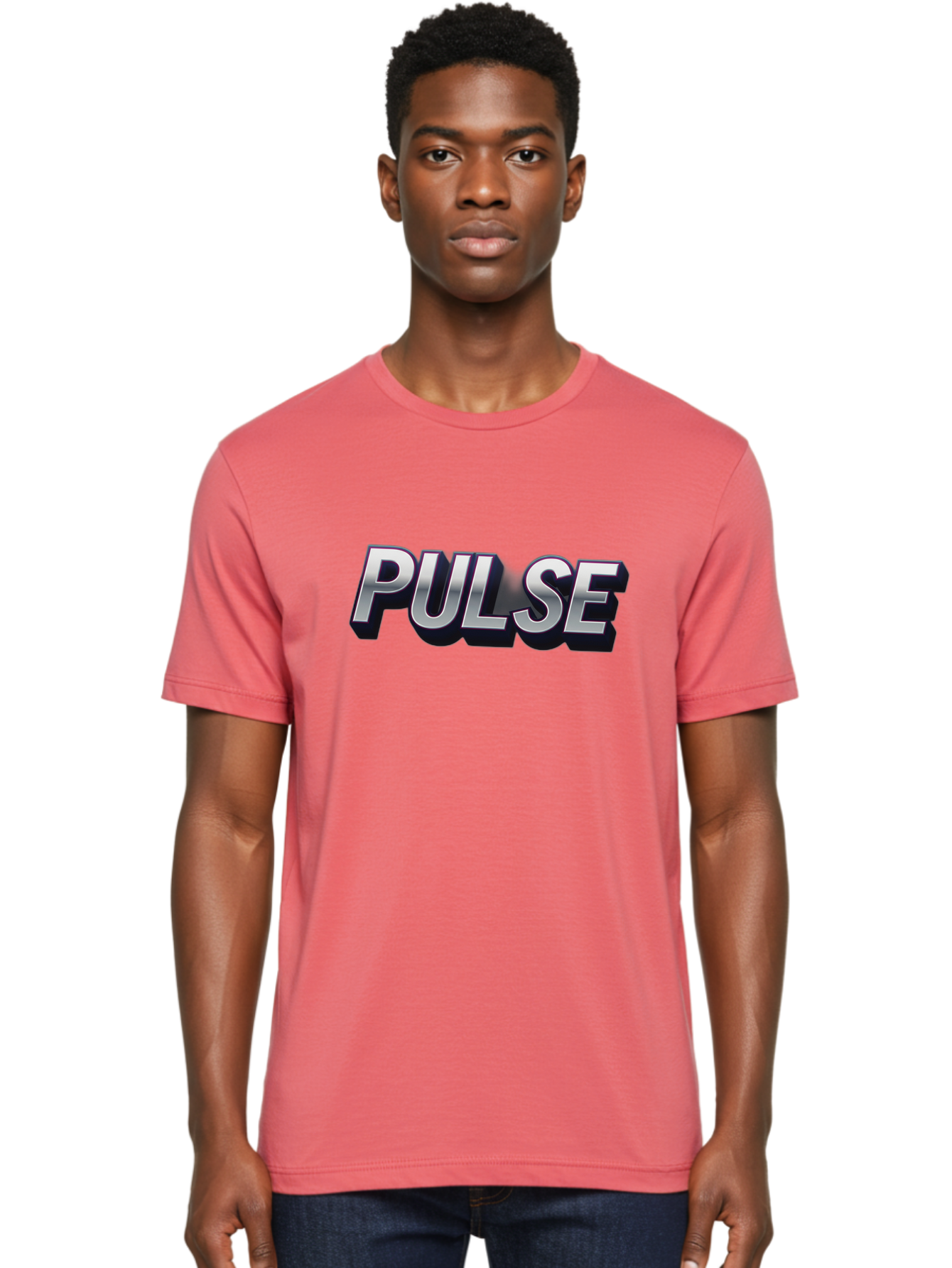 Pulse Men'S Graphic Tee, 100% Cotton, Comfortable Casual Summer Wear, Machine Washable, Pulse, Energy Boost, Vibrant Feel, Modern Typography, Dynamic Design, 3D Text Effect, Bold Font, Energetic Vibe Bab259