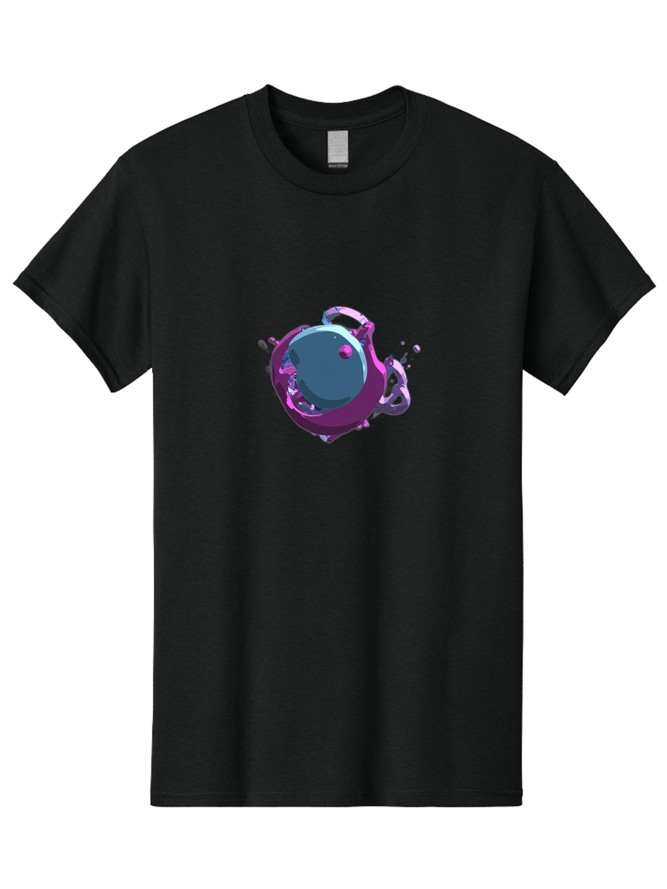 Purple-Liquid-Sphere Men'S Graphic Tee, 100% Cotton, Comfortable Casual Summer Wear, Machine Washable, Molten Sphere, 3D Rendering, Purple Color Scheme, Abstract Art, Liquid Metal, Futuristic Design, Digital Artwork, Modern Graphics Bab266