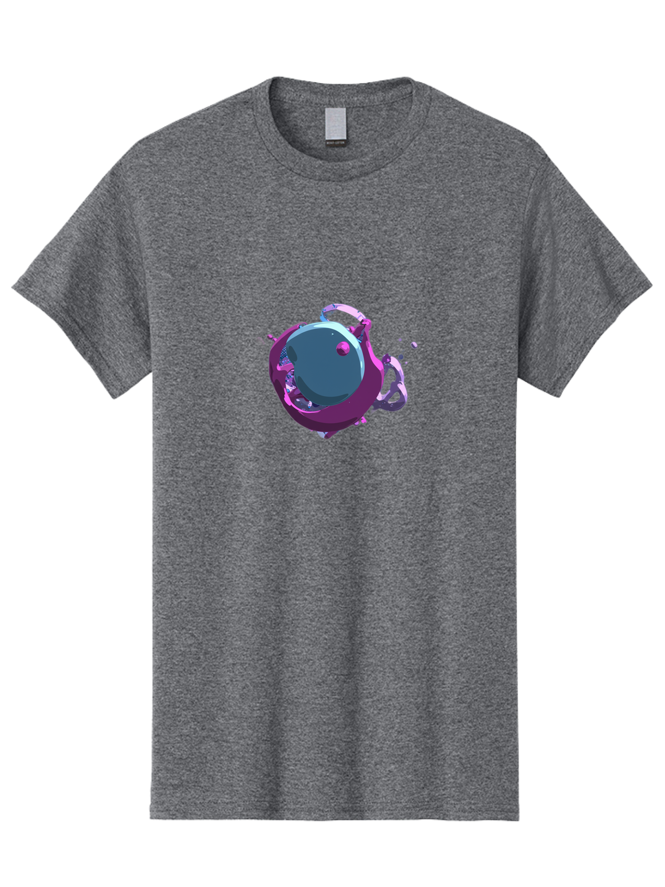 Purple-Liquid-Sphere Men'S Graphic Tee, 100% Cotton, Comfortable Casual Summer Wear, Machine Washable, Molten Sphere, 3D Rendering, Purple Color Scheme, Abstract Art, Liquid Metal, Futuristic Design, Digital Artwork, Modern Graphics Bab266