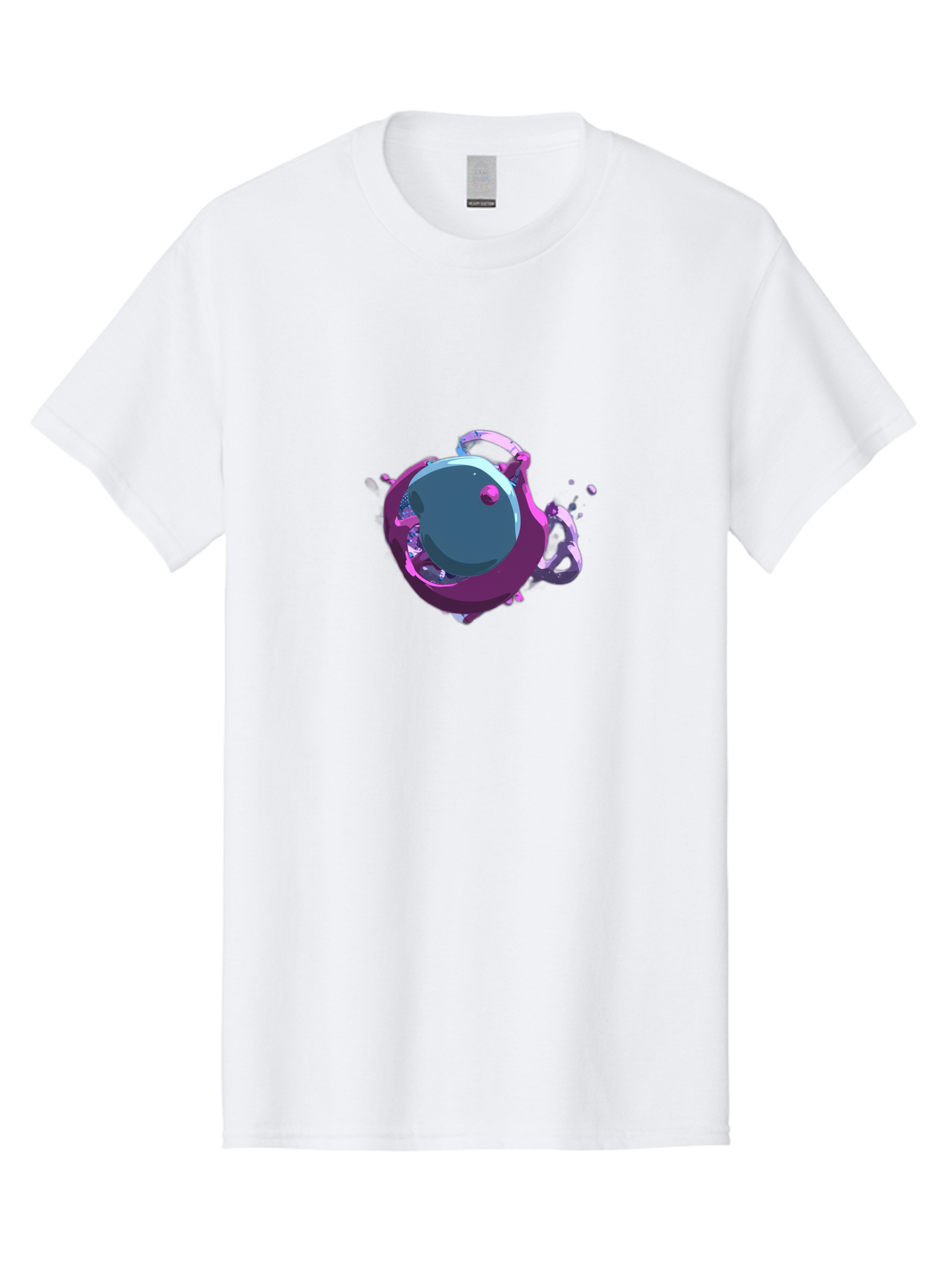 Purple-Liquid-Sphere Men'S Graphic Tee, 100% Cotton, Comfortable Casual Summer Wear, Machine Washable, Molten Sphere, 3D Rendering, Purple Color Scheme, Abstract Art, Liquid Metal, Futuristic Design, Digital Artwork, Modern Graphics Bab266