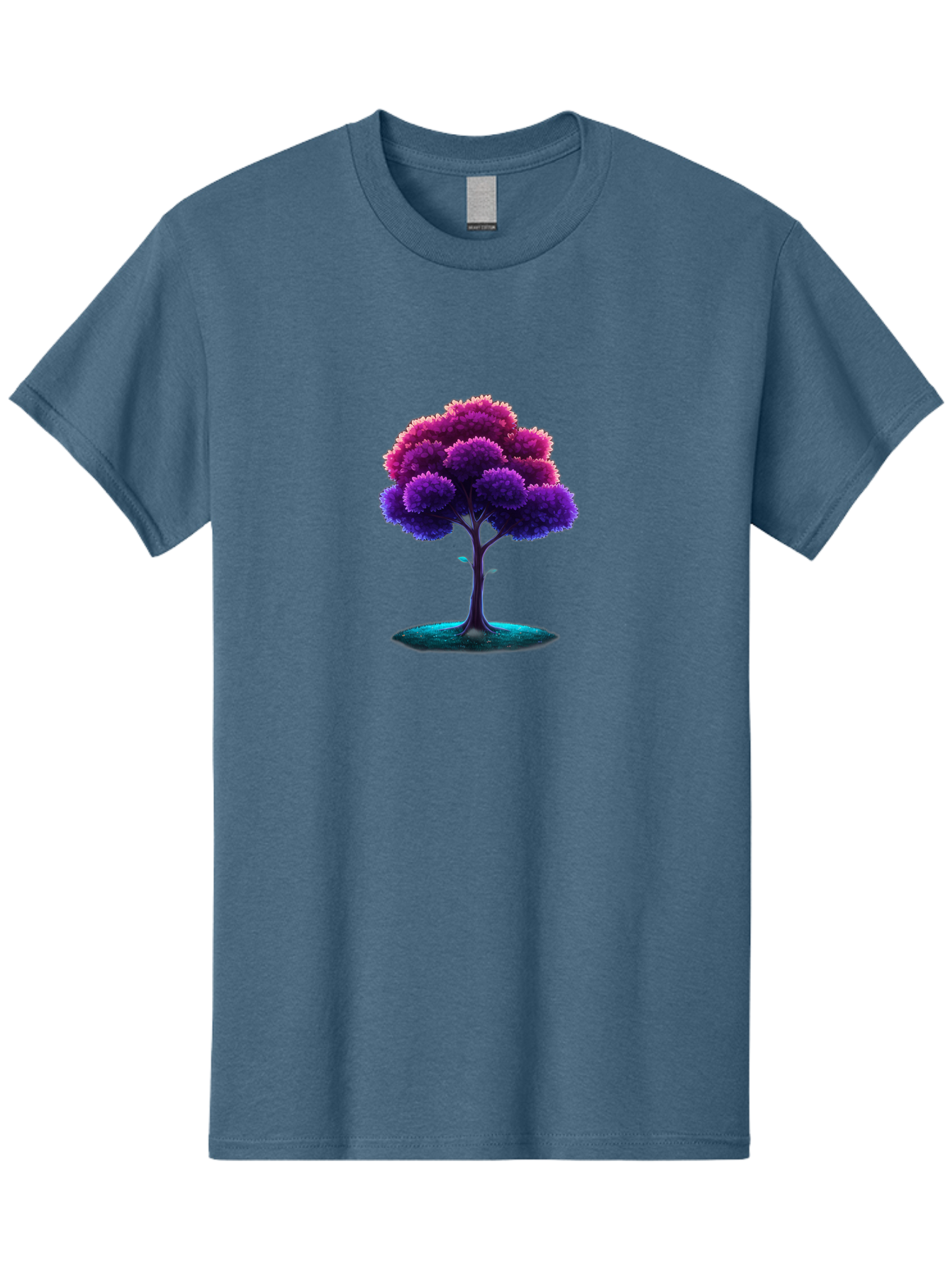 Purple-Tree Men'S Graphic Tee, 100% Cotton, Comfortable Casual Summer Wear, Machine Washable, Purple Tree, Colorful Tree, Vibrant Foliage, Digital Art, Fantasy Tree, Artistic Representation, Nature-Inspired Graphics, Gradient Colors, Bab268