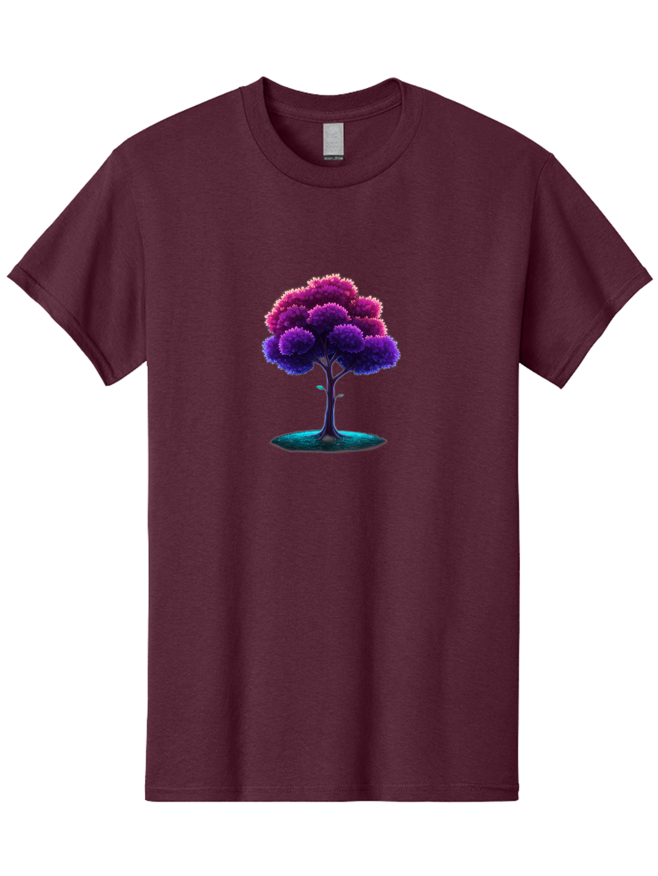 Purple-Tree Men'S Graphic Tee, 100% Cotton, Comfortable Casual Summer Wear, Machine Washable, Purple Tree, Colorful Tree, Vibrant Foliage, Digital Art, Fantasy Tree, Artistic Representation, Nature-Inspired Graphics, Gradient Colors, Bab268