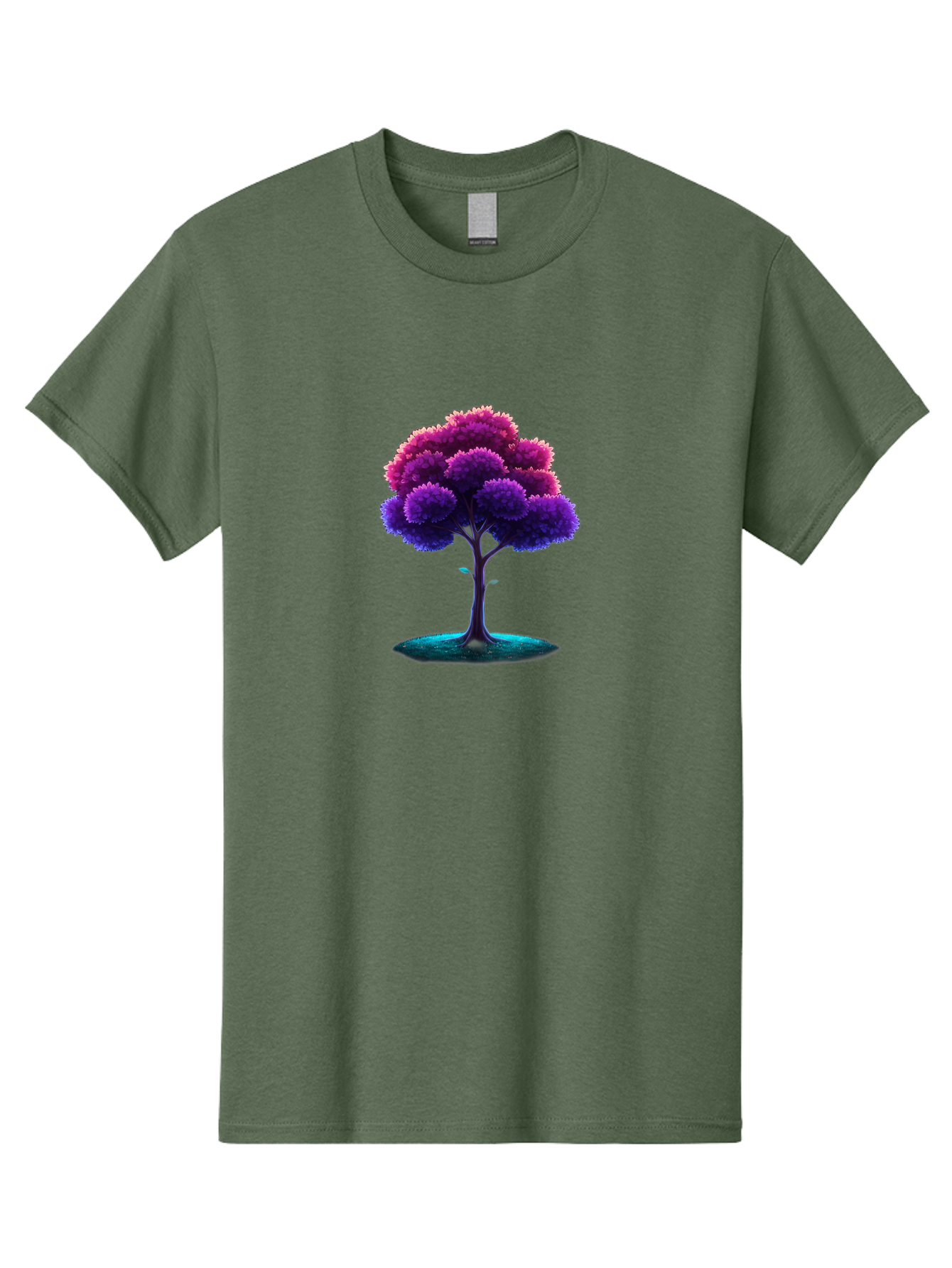 Purple-Tree Men'S Graphic Tee, 100% Cotton, Comfortable Casual Summer Wear, Machine Washable, Purple Tree, Colorful Tree, Vibrant Foliage, Digital Art, Fantasy Tree, Artistic Representation, Nature-Inspired Graphics, Gradient Colors, Bab268