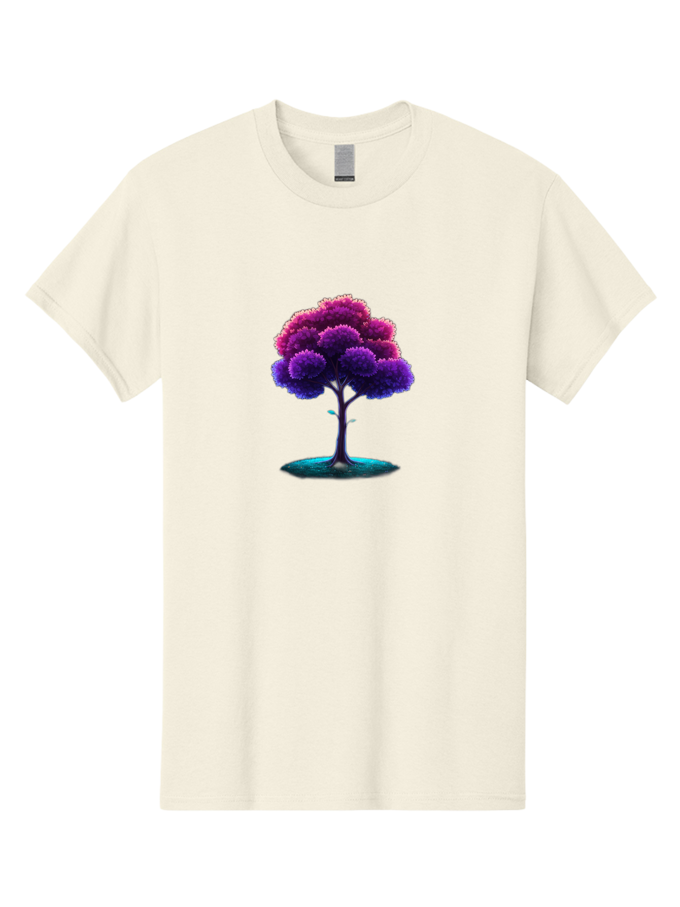 Purple-Tree Men'S Graphic Tee, 100% Cotton, Comfortable Casual Summer Wear, Machine Washable, Purple Tree, Colorful Tree, Vibrant Foliage, Digital Art, Fantasy Tree, Artistic Representation, Nature-Inspired Graphics, Gradient Colors, Bab268
