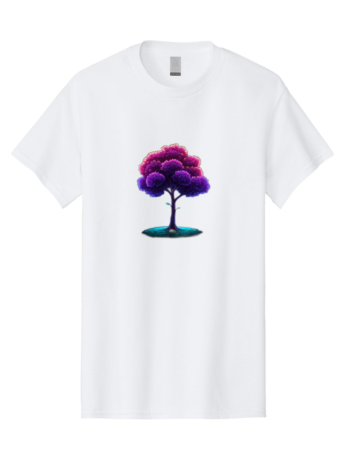Purple-Tree Men'S Graphic Tee, 100% Cotton, Comfortable Casual Summer Wear, Machine Washable, Purple Tree, Colorful Tree, Vibrant Foliage, Digital Art, Fantasy Tree, Artistic Representation, Nature-Inspired Graphics, Gradient Colors, Bab268