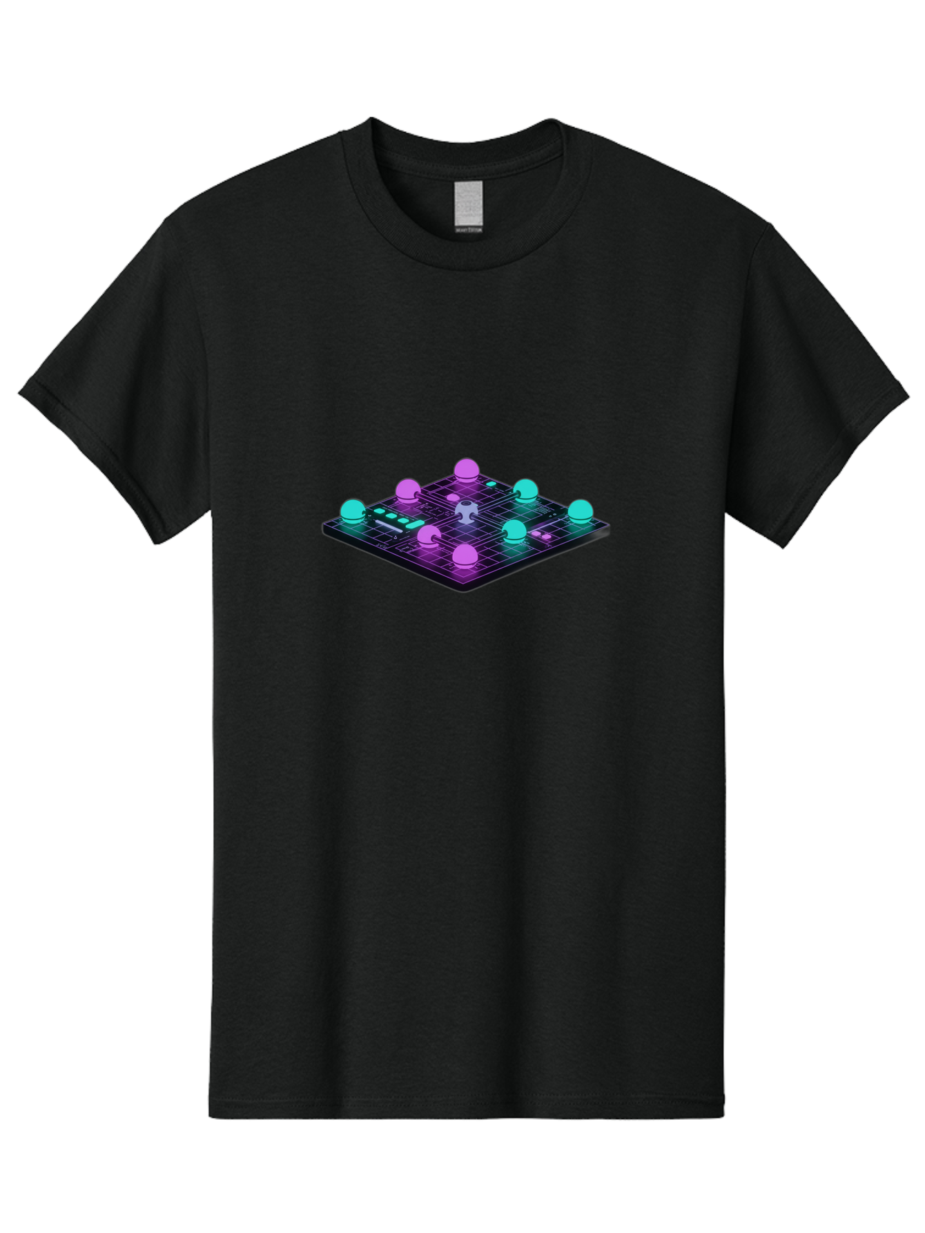 Puzzle-Grid Men'S Graphic Tee, 100% Cotton, Comfortable Casual Summer Wear, Machine Washable, Game Board, Strategy Game, Puzzle Pieces, Neon Lights, Grid Pattern, Futuristic Design, Interactive Gameplay, 3D Graphics Bab270