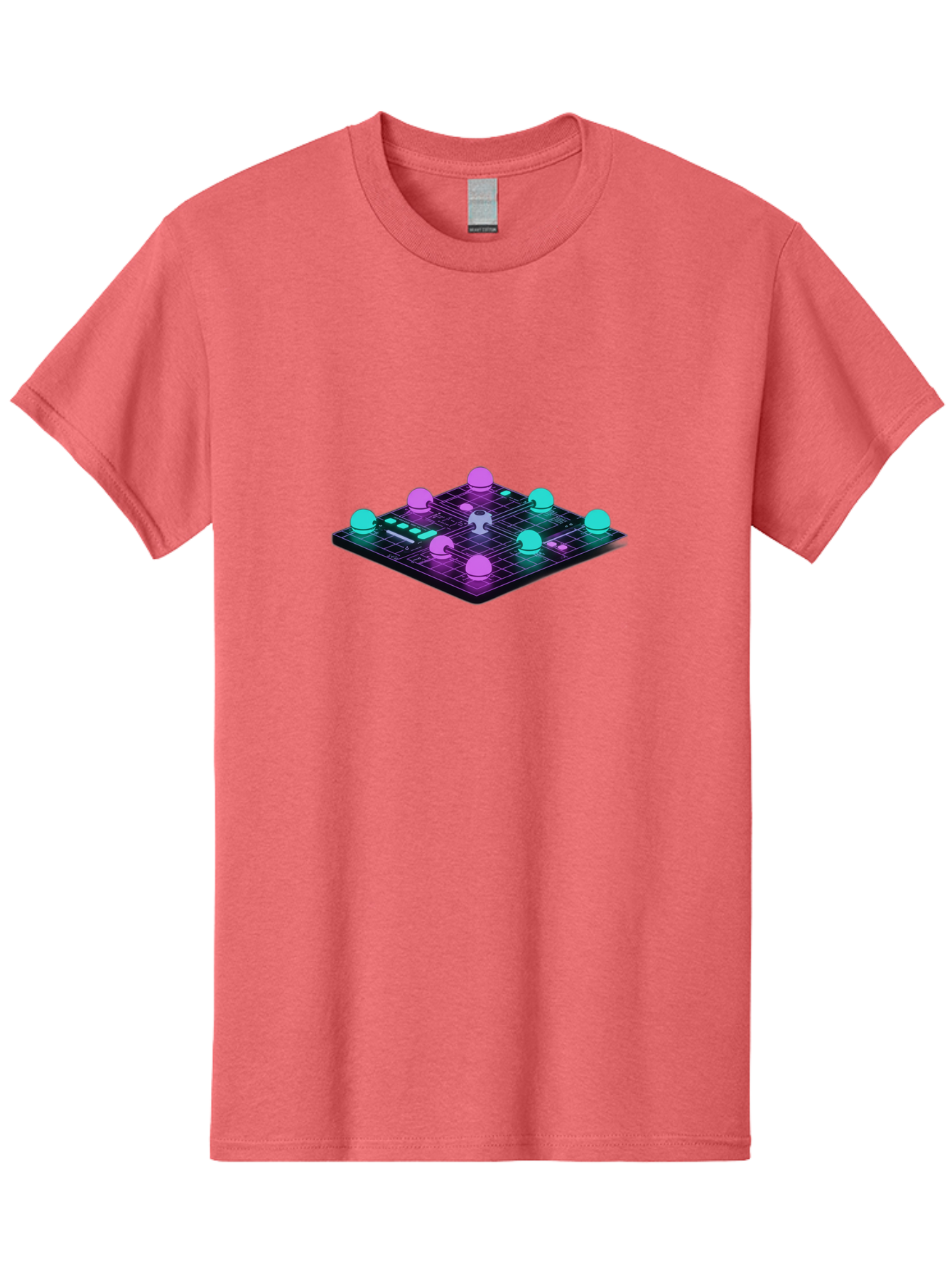 Puzzle-Grid Men'S Graphic Tee, 100% Cotton, Comfortable Casual Summer Wear, Machine Washable, Game Board, Strategy Game, Puzzle Pieces, Neon Lights, Grid Pattern, Futuristic Design, Interactive Gameplay, 3D Graphics Bab270