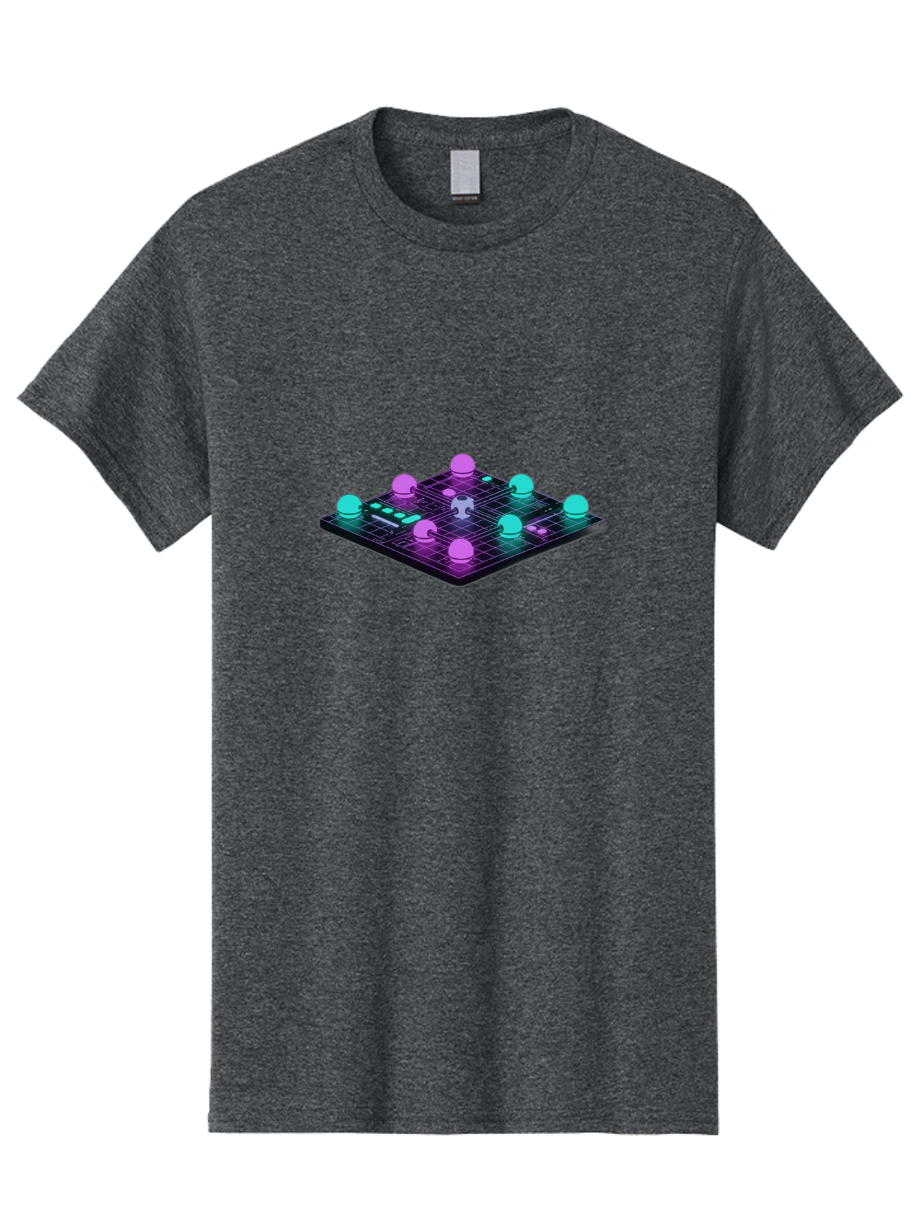Puzzle-Grid Men'S Graphic Tee, 100% Cotton, Comfortable Casual Summer Wear, Machine Washable, Game Board, Strategy Game, Puzzle Pieces, Neon Lights, Grid Pattern, Futuristic Design, Interactive Gameplay, 3D Graphics Bab270