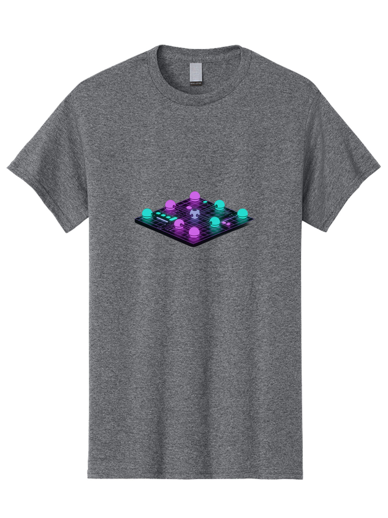 Puzzle-Grid Men'S Graphic Tee, 100% Cotton, Comfortable Casual Summer Wear, Machine Washable, Game Board, Strategy Game, Puzzle Pieces, Neon Lights, Grid Pattern, Futuristic Design, Interactive Gameplay, 3D Graphics Bab270
