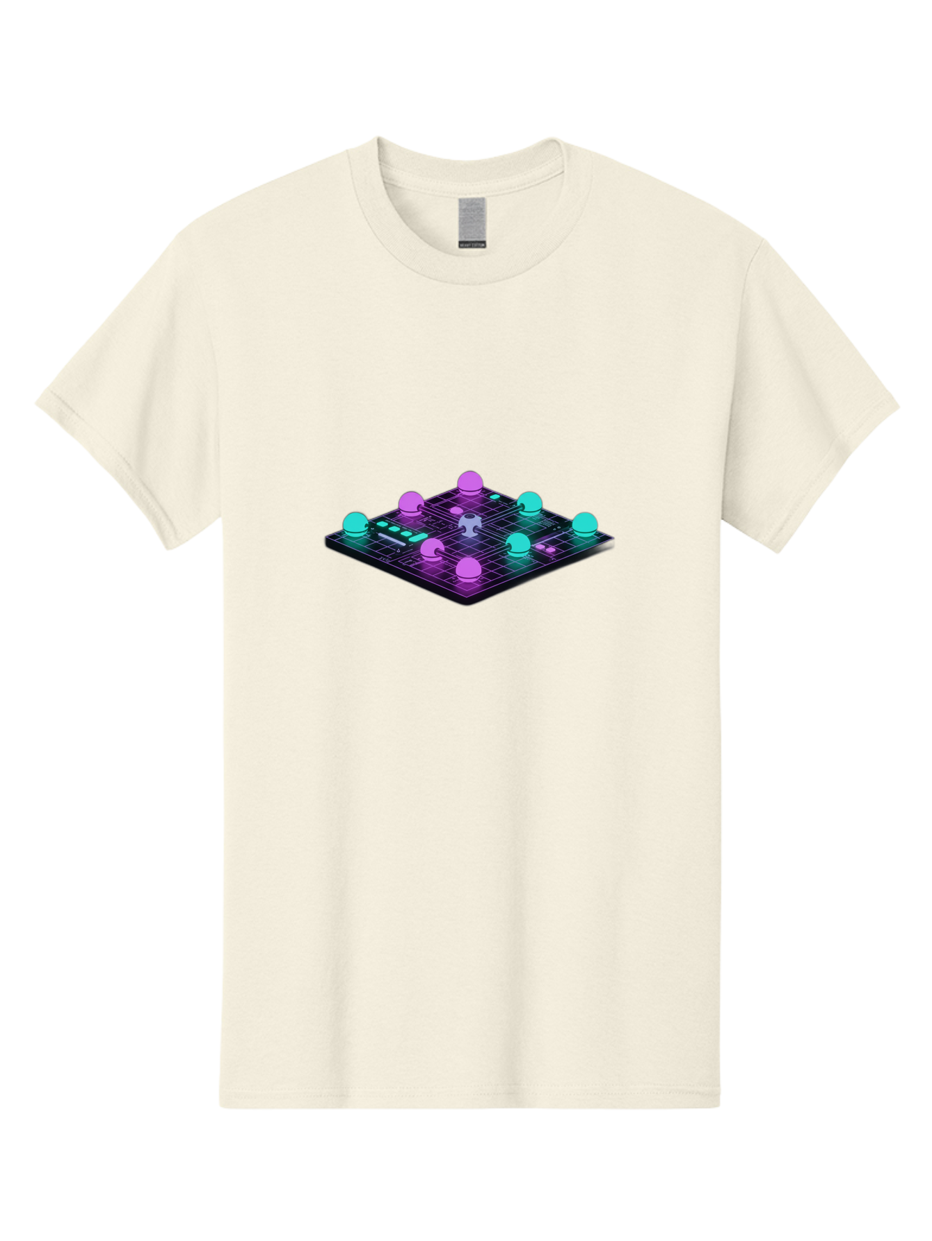 Puzzle-Grid Men'S Graphic Tee, 100% Cotton, Comfortable Casual Summer Wear, Machine Washable, Game Board, Strategy Game, Puzzle Pieces, Neon Lights, Grid Pattern, Futuristic Design, Interactive Gameplay, 3D Graphics Bab270