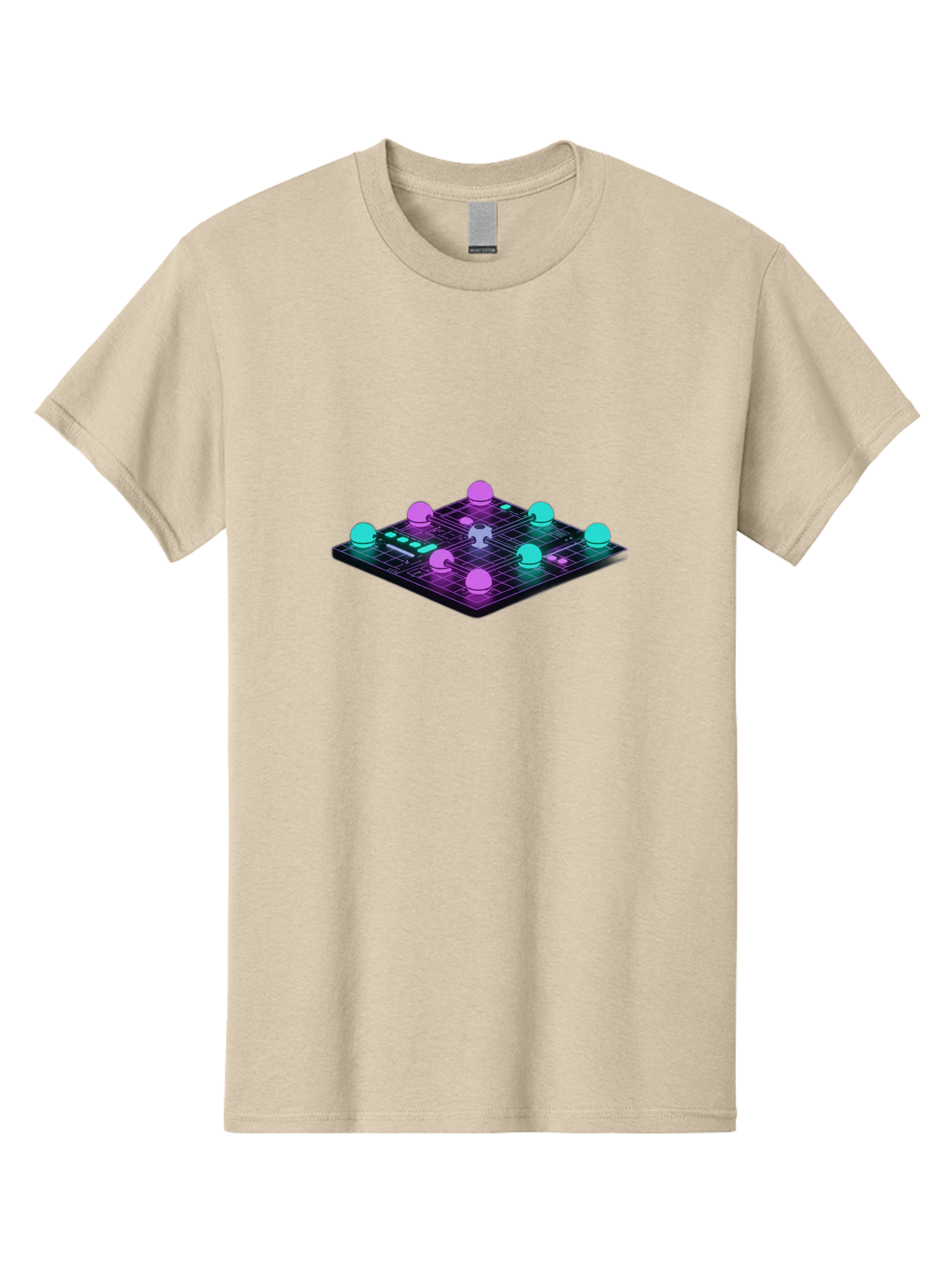 Puzzle-Grid Men'S Graphic Tee, 100% Cotton, Comfortable Casual Summer Wear, Machine Washable, Game Board, Strategy Game, Puzzle Pieces, Neon Lights, Grid Pattern, Futuristic Design, Interactive Gameplay, 3D Graphics Bab270