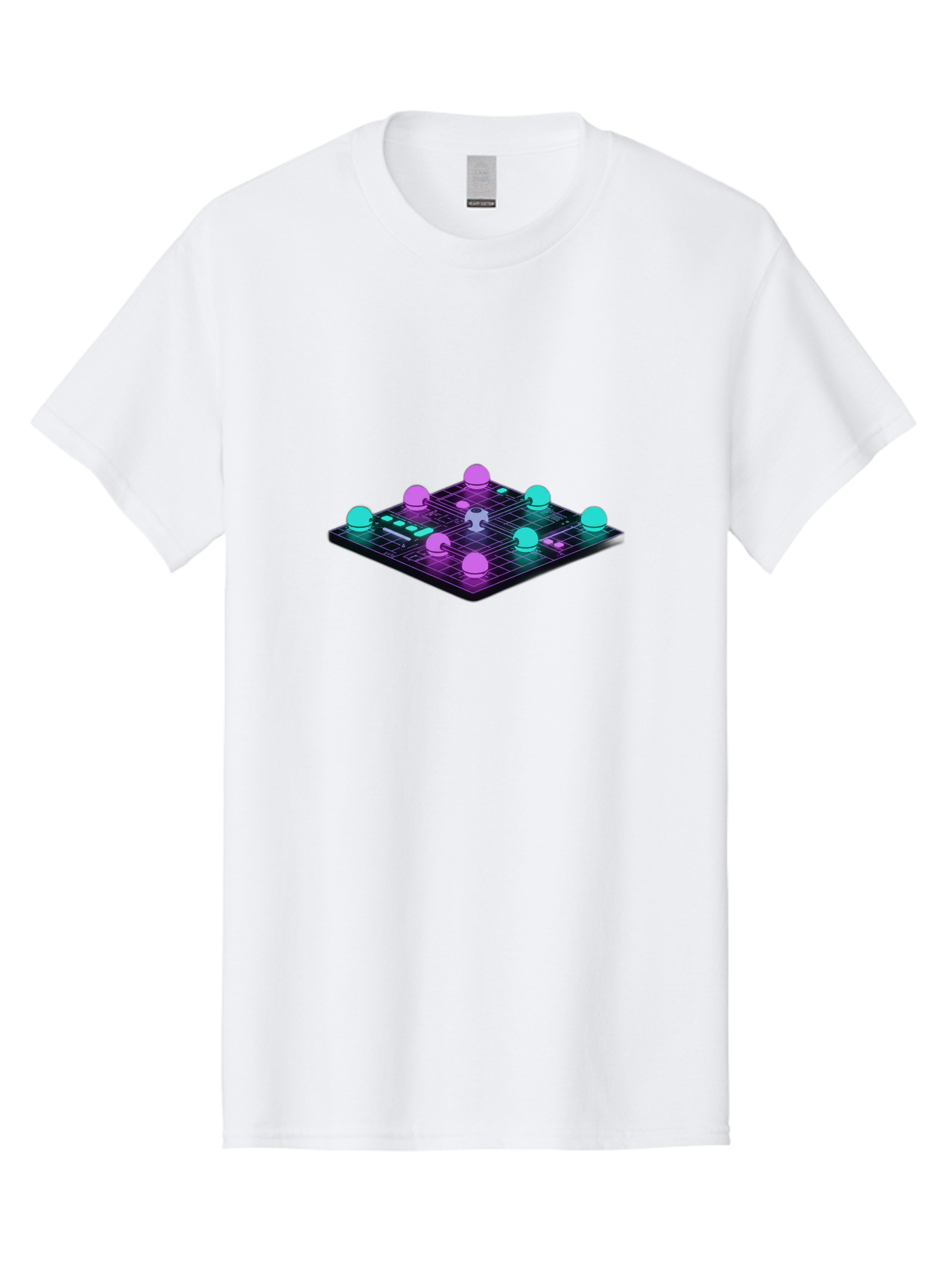 Puzzle-Grid Men'S Graphic Tee, 100% Cotton, Comfortable Casual Summer Wear, Machine Washable, Game Board, Strategy Game, Puzzle Pieces, Neon Lights, Grid Pattern, Futuristic Design, Interactive Gameplay, 3D Graphics Bab270