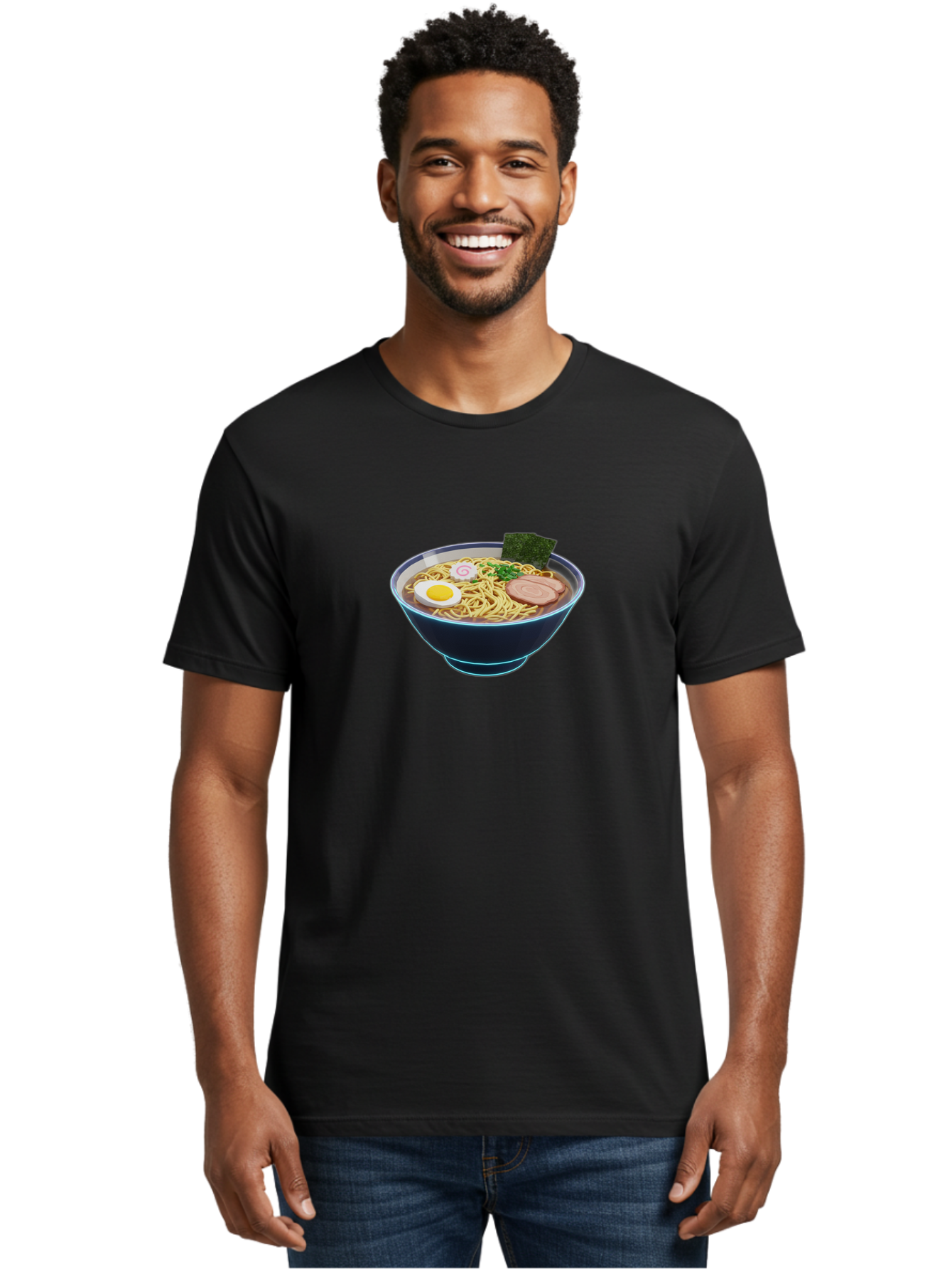 Ramen-1 Men'S Graphic Tee, 100% Cotton, Comfortable Casual Summer Wear, Machine Washable, Steaming Bowl Of Ramen Noodles, Slices Of Pork, Boiled Egg, Seaweed, Spring Onions, Japanese Cuisine, Comfort Food, Savory Broth, Noodle Soup, Bab275