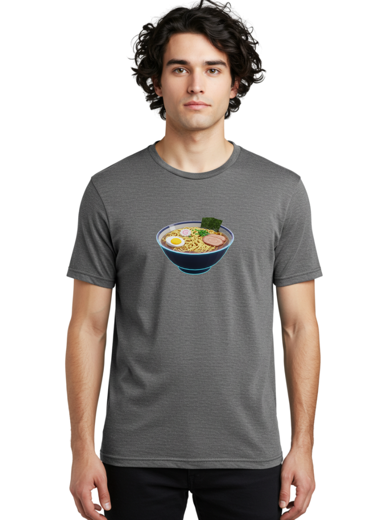 Ramen-1 Men'S Graphic Tee, 100% Cotton, Comfortable Casual Summer Wear, Machine Washable, Steaming Bowl Of Ramen Noodles, Slices Of Pork, Boiled Egg, Seaweed, Spring Onions, Japanese Cuisine, Comfort Food, Savory Broth, Noodle Soup, Bab275