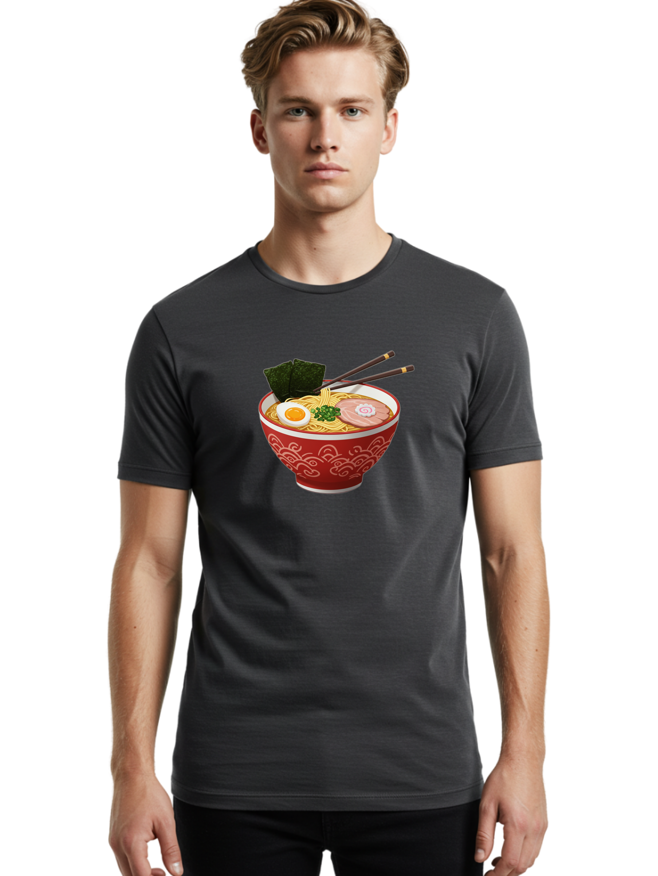 Ramen-14 Men'S Graphic Tee, 100% Cotton, Comfortable Casual Summer Wear, Machine Washable, Ramen Noodles, Japanese Cuisine, Noodle Soup, Boiled Egg, Sliced Pork, Seaweed, Green Onions, Chopsticks, Savory Broth, Asian Food Bab280