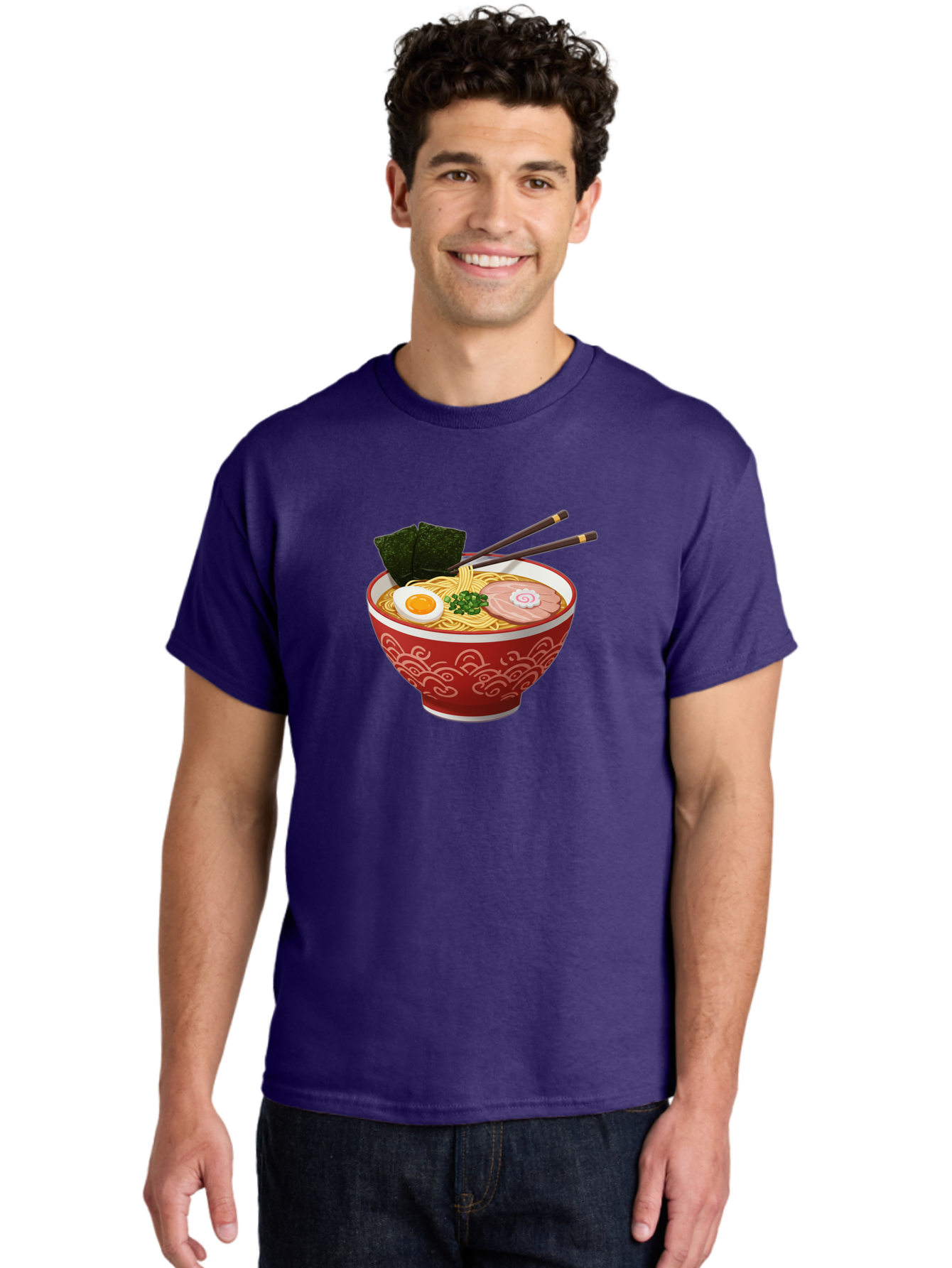 Ramen-14 Men'S Graphic Tee, 100% Cotton, Comfortable Casual Summer Wear, Machine Washable, Ramen Noodles, Japanese Cuisine, Noodle Soup, Boiled Egg, Sliced Pork, Seaweed, Green Onions, Chopsticks, Savory Broth, Asian Food Bab280