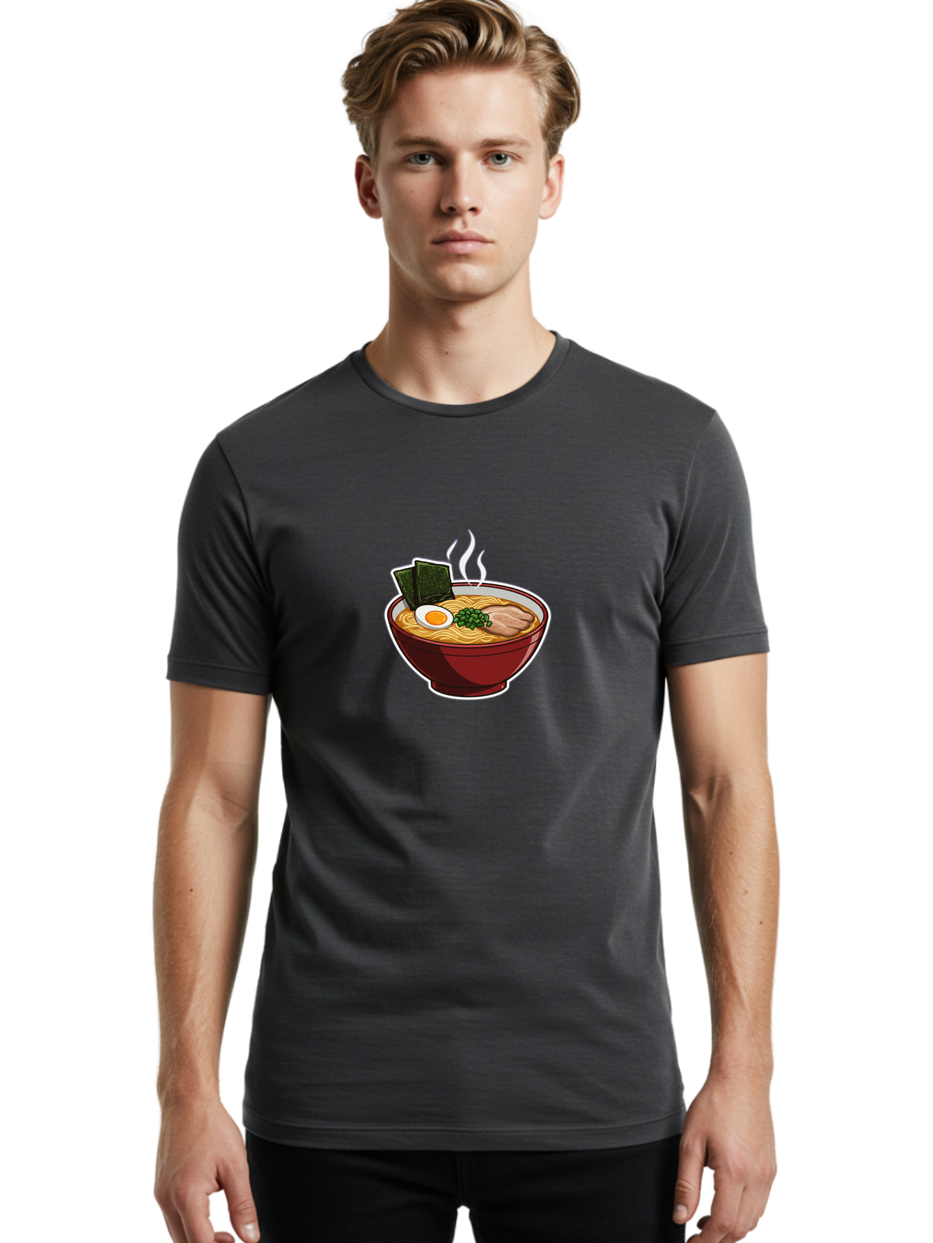 Ramen-15 Men'S Graphic Tee, 100% Cotton, Comfortable Casual Summer Wear, Machine Washable, Steaming Hot Ramen, Japanese Noodle Soup, Boiled Egg, Green Onions, Slices Of Pork, Seaweed, Savory Broth, Asian Cuisine, Comfort Food, Noodle Dishes Bab281