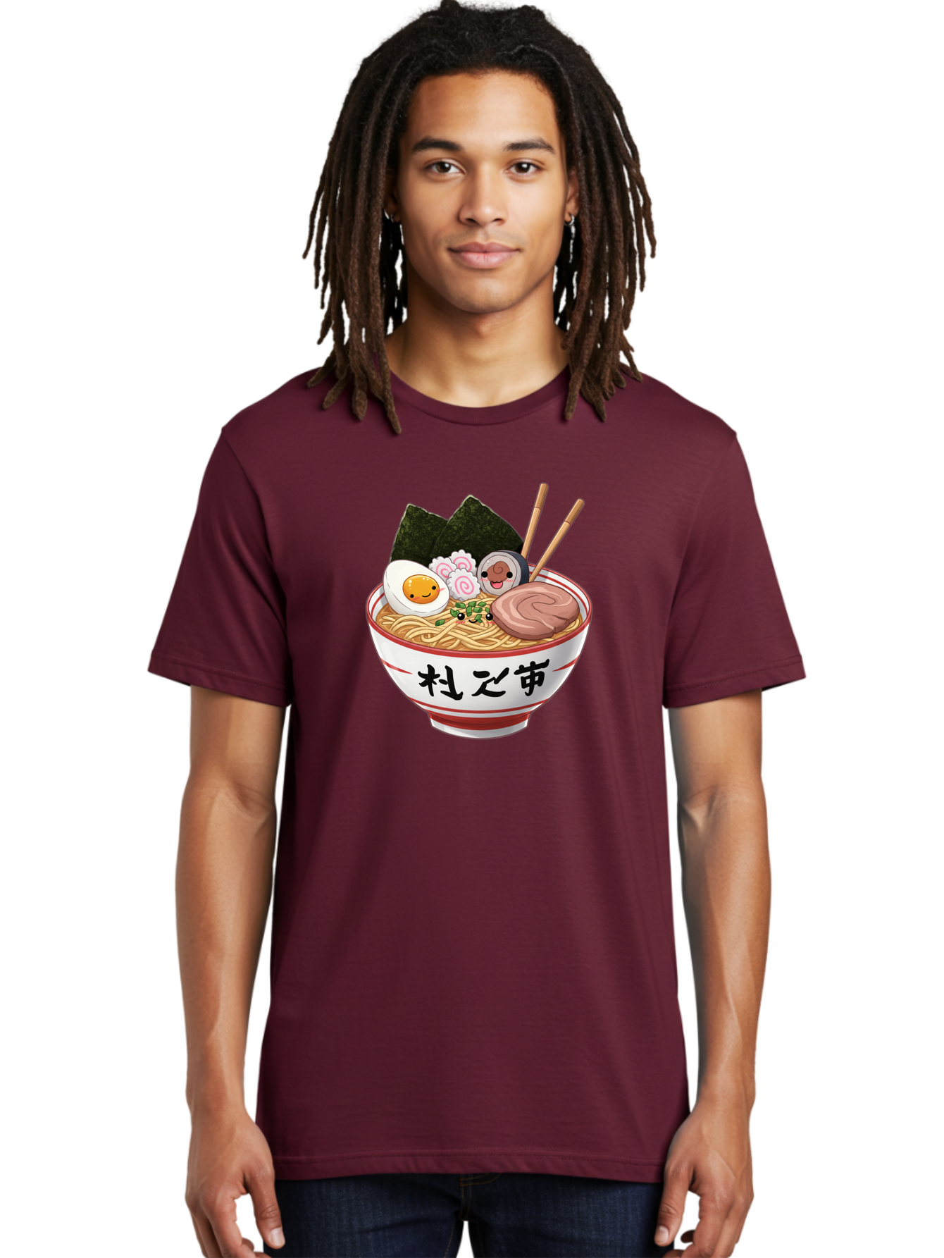 Ramen-4 Men'S Graphic Tee, 100% Cotton, Comfortable Casual Summer Wear, Machine Washable, Steaming Hot Ramen, Delicious Asian Noodle Soup, Appetizing Meal, Japanese Cuisine, Savory Flavors, Tasty Ingredients, Cartoon Style, Cute Food, Noodles, Bab284